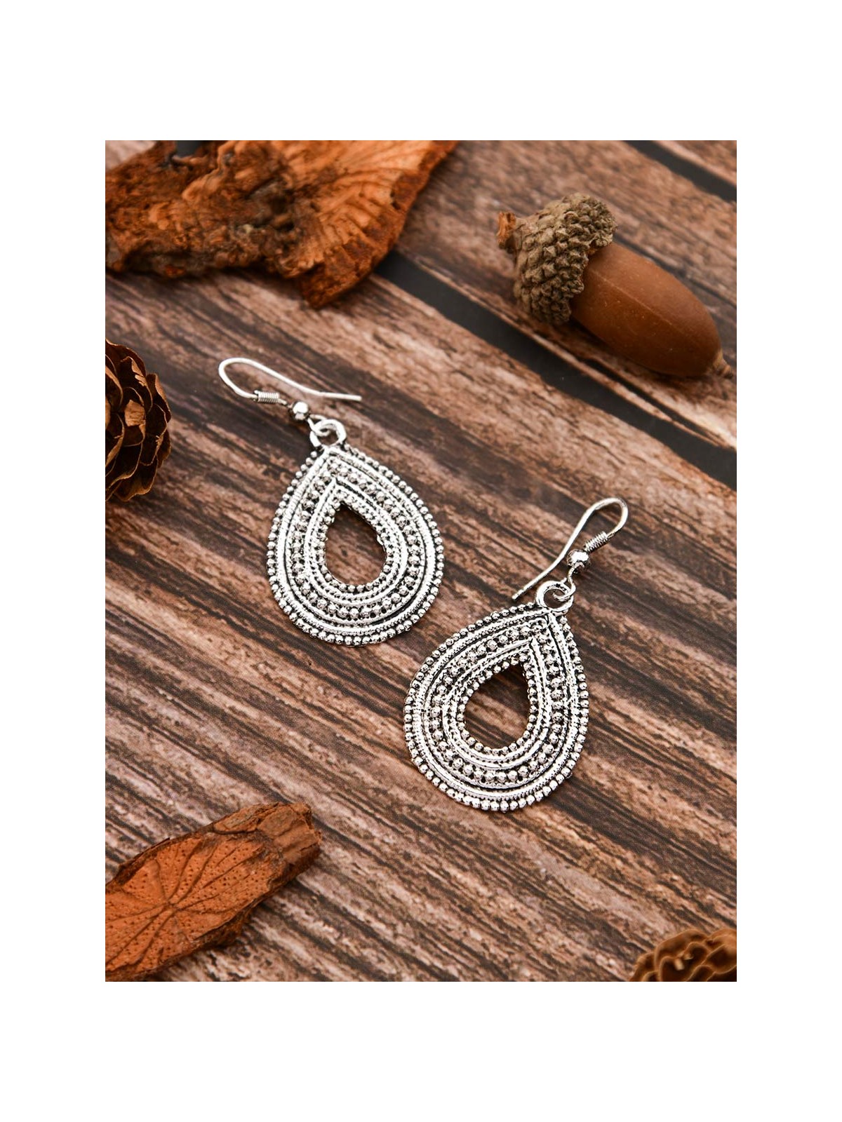 The Oxidised Droplet - Tiny Trinket Earrings - Silver