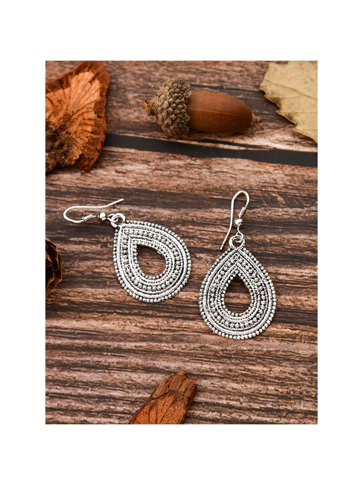 The Oxidised Droplet - Tiny Trinket Earrings - Silver