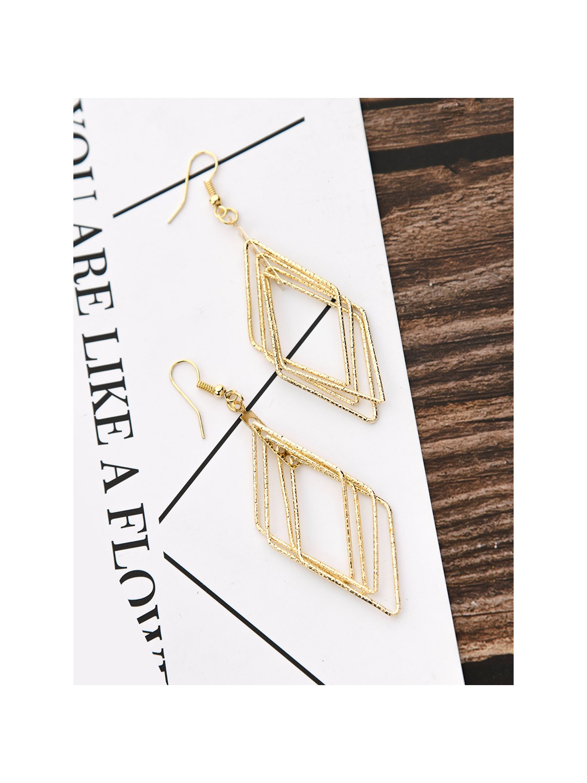 The Shimmery Rhombus - Golden Elegant Earrings