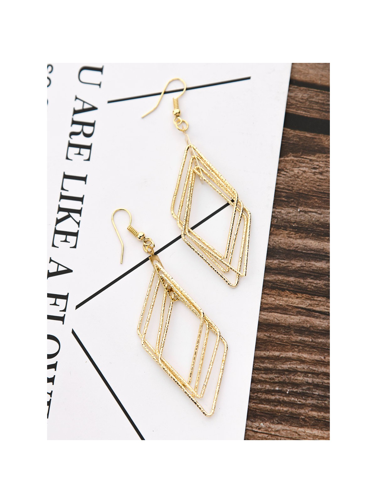 The Shimmery Rhombus - Golden Elegant Earrings