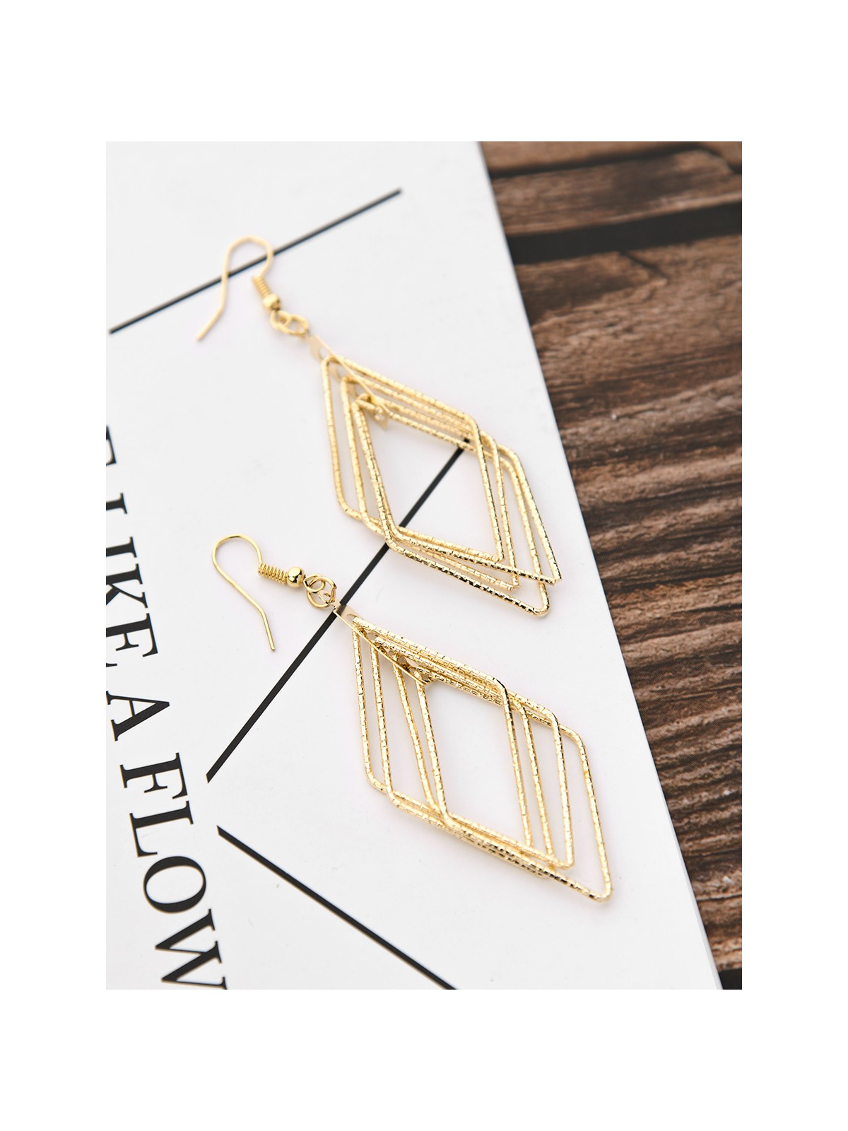 The Shimmery Rhombus - Golden Elegant Earrings