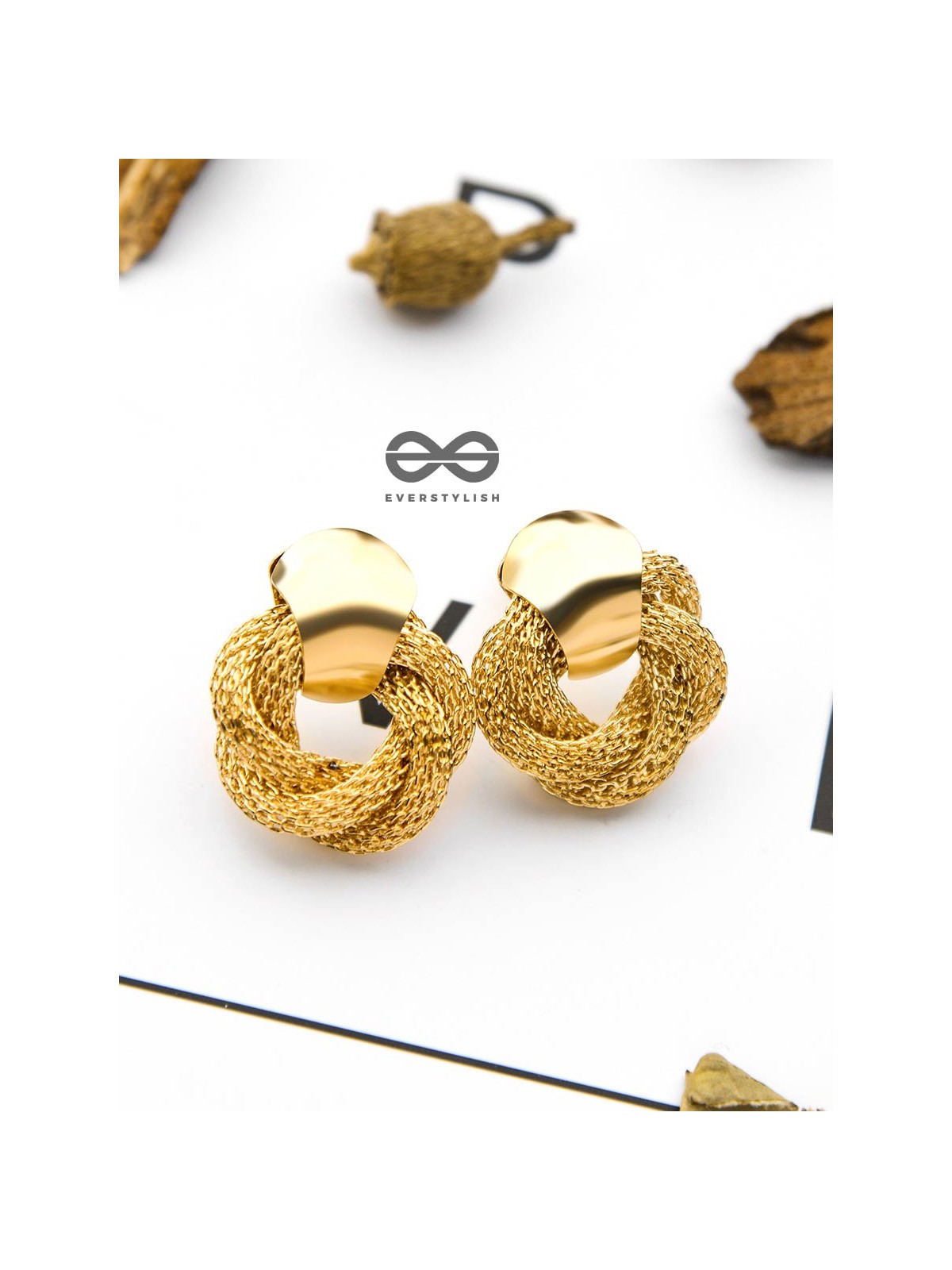 An Elegant Fantasy - Golden Criss-Cross Studs