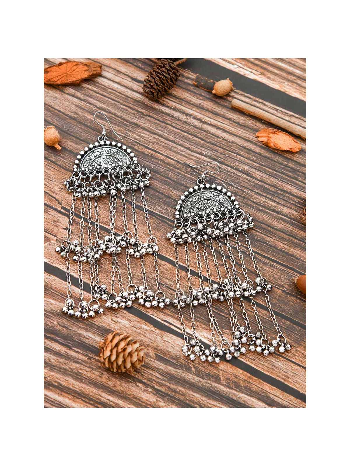The Motif Moon Statement-Makers - Oxidised Boho Earrings