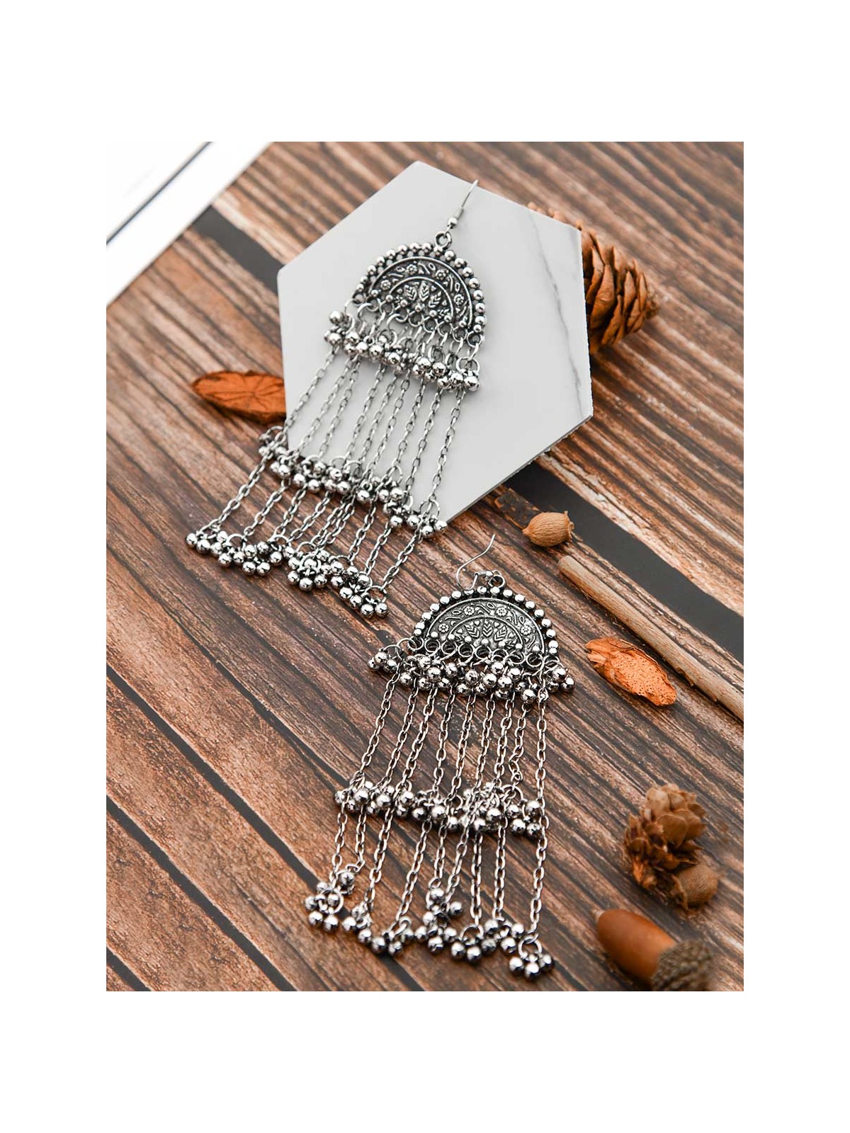 The Motif Moon Statement-Makers - Oxidised Boho Earrings