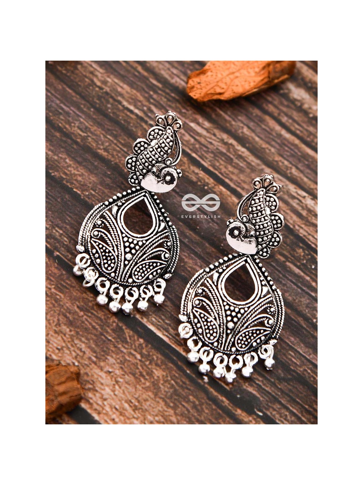 The Motif Peacocks - Oxidised Boho Earrings