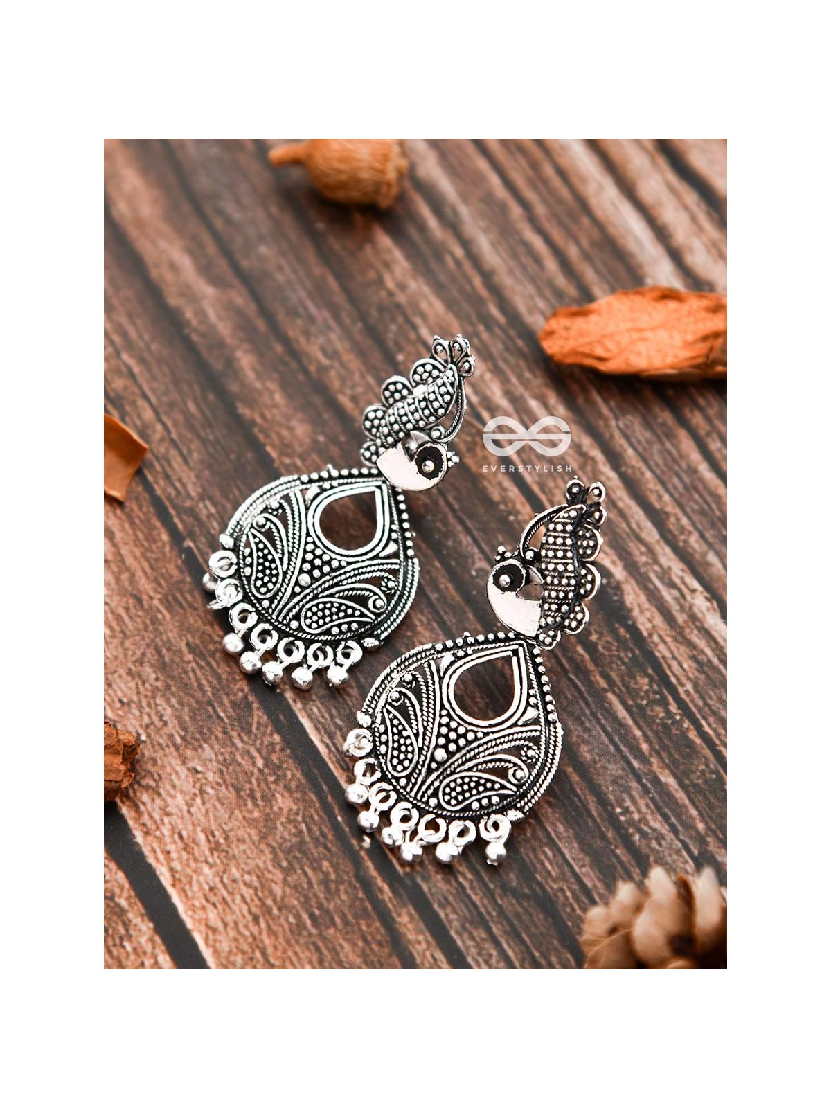 The Motif Peacocks - Oxidised Boho Earrings