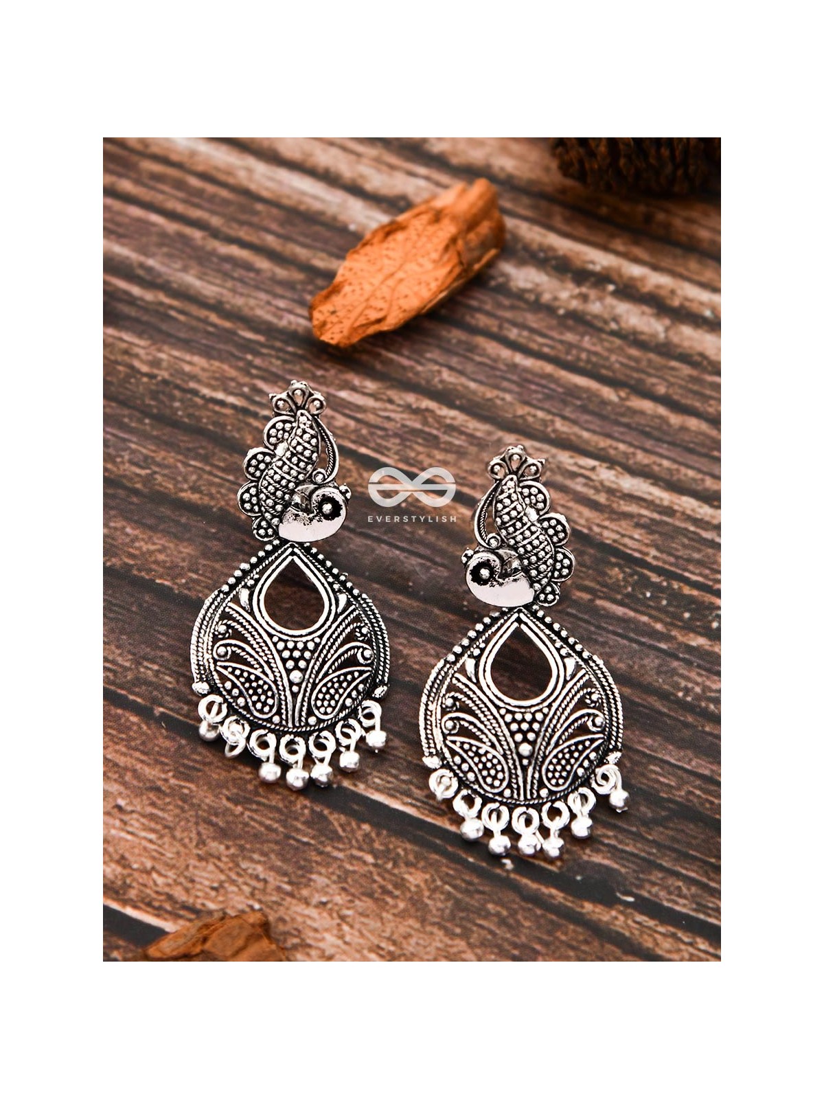 The Motif Peacocks - Oxidised Boho Earrings
