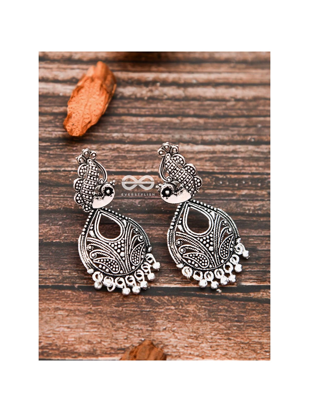 The Motif Peacocks - Oxidised Boho Earrings