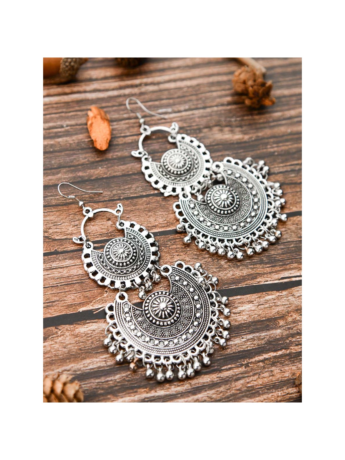 The Double Artistic Chandbalis - Oxidised Boho Earrings
