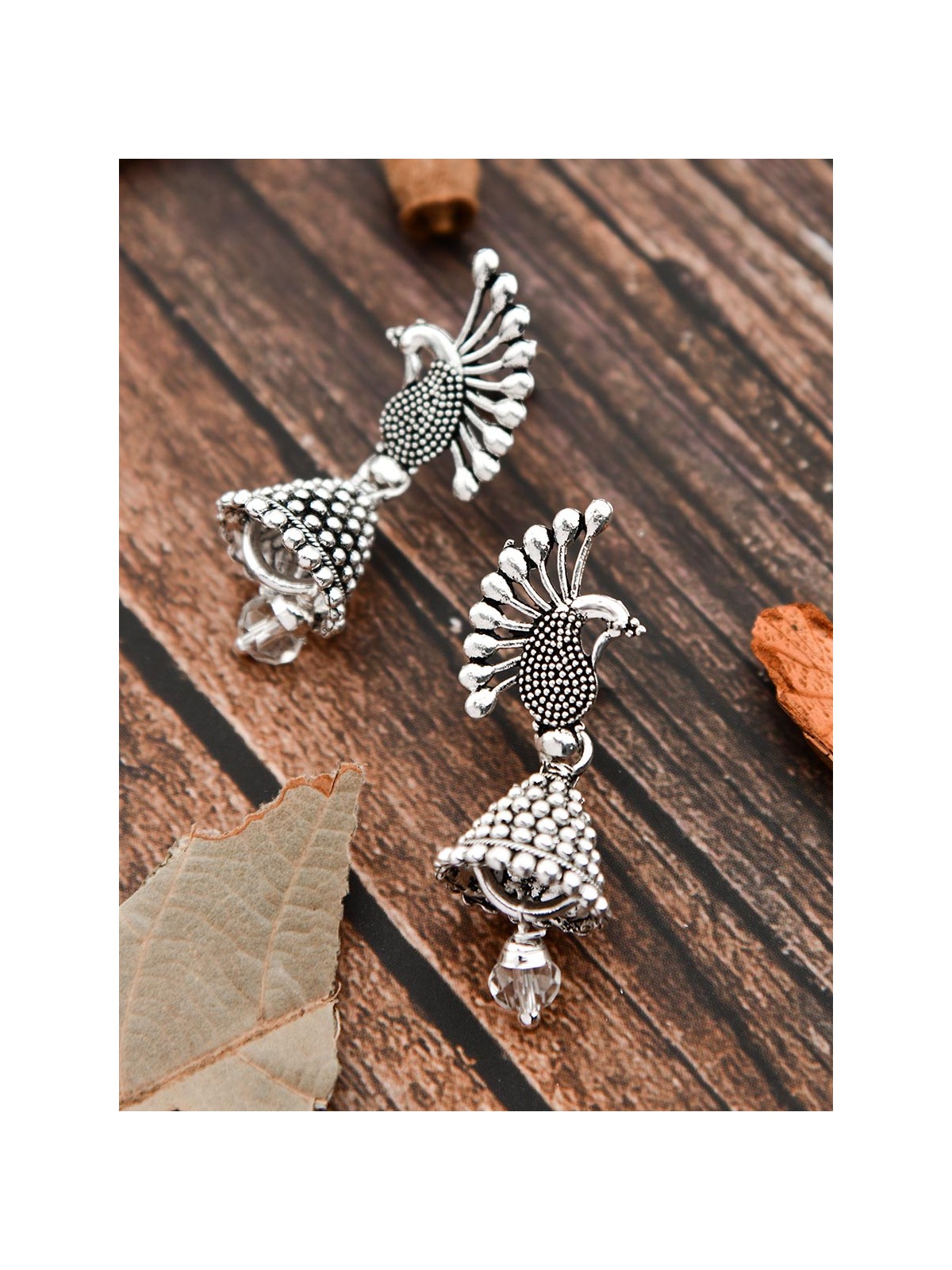The Little Peacock Jhumkis - Tiny Trinket Earrings
