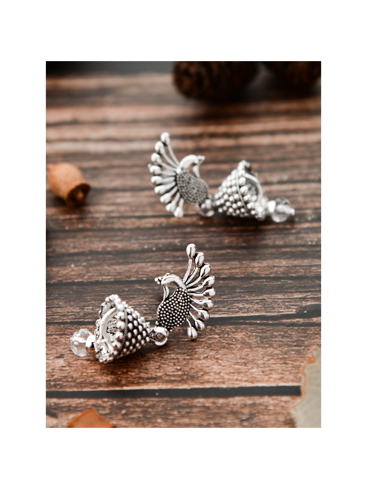 The Little Peacock Jhumkis - Tiny Trinket Earrings