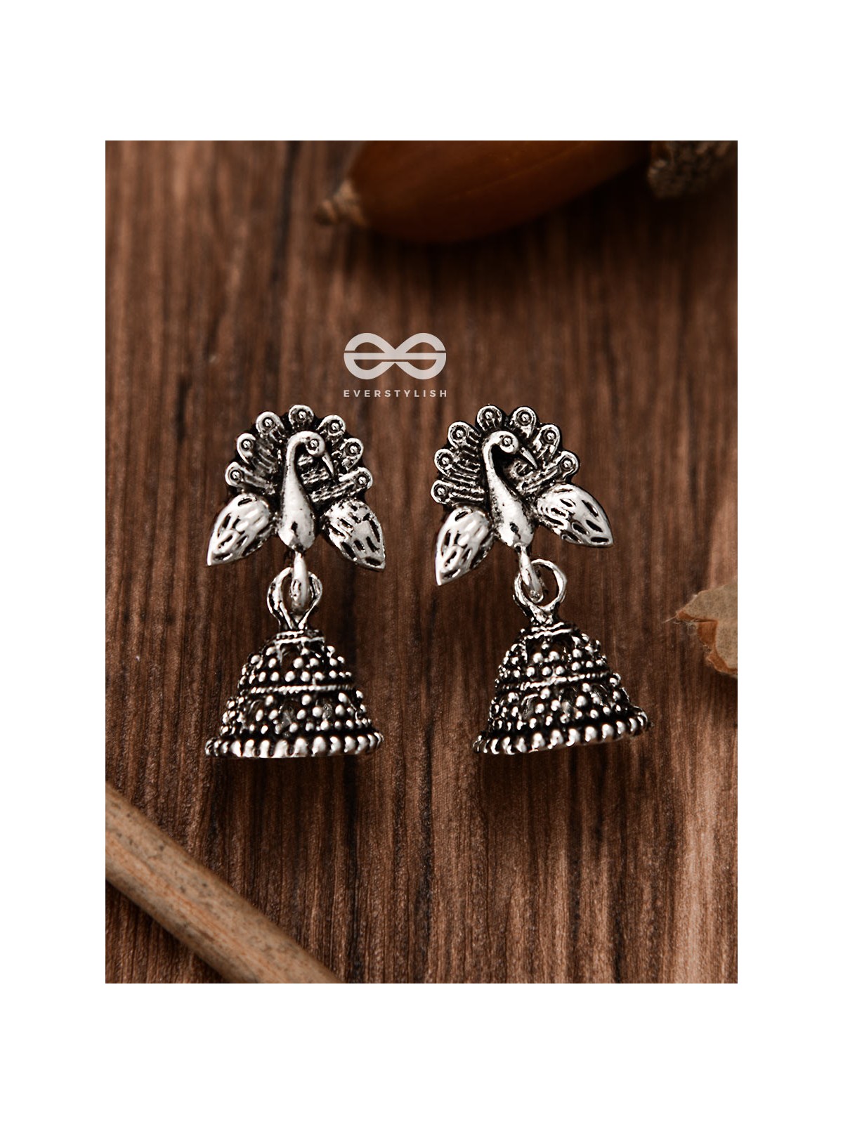 The Little Peacock Jhumki - Tiny Trinket Earrings