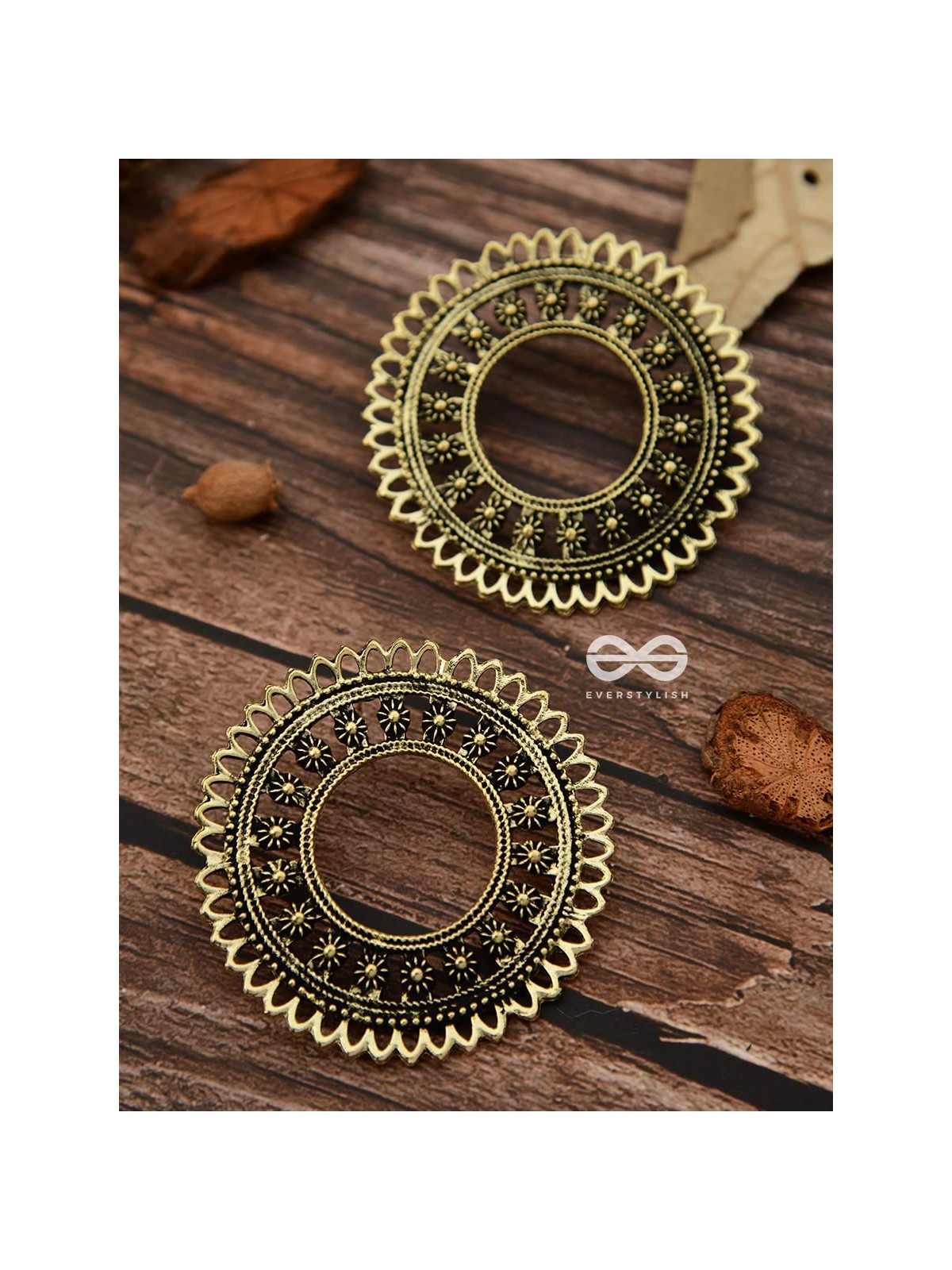 The Floral Sun - Golden - Oxidised Boho Earrings