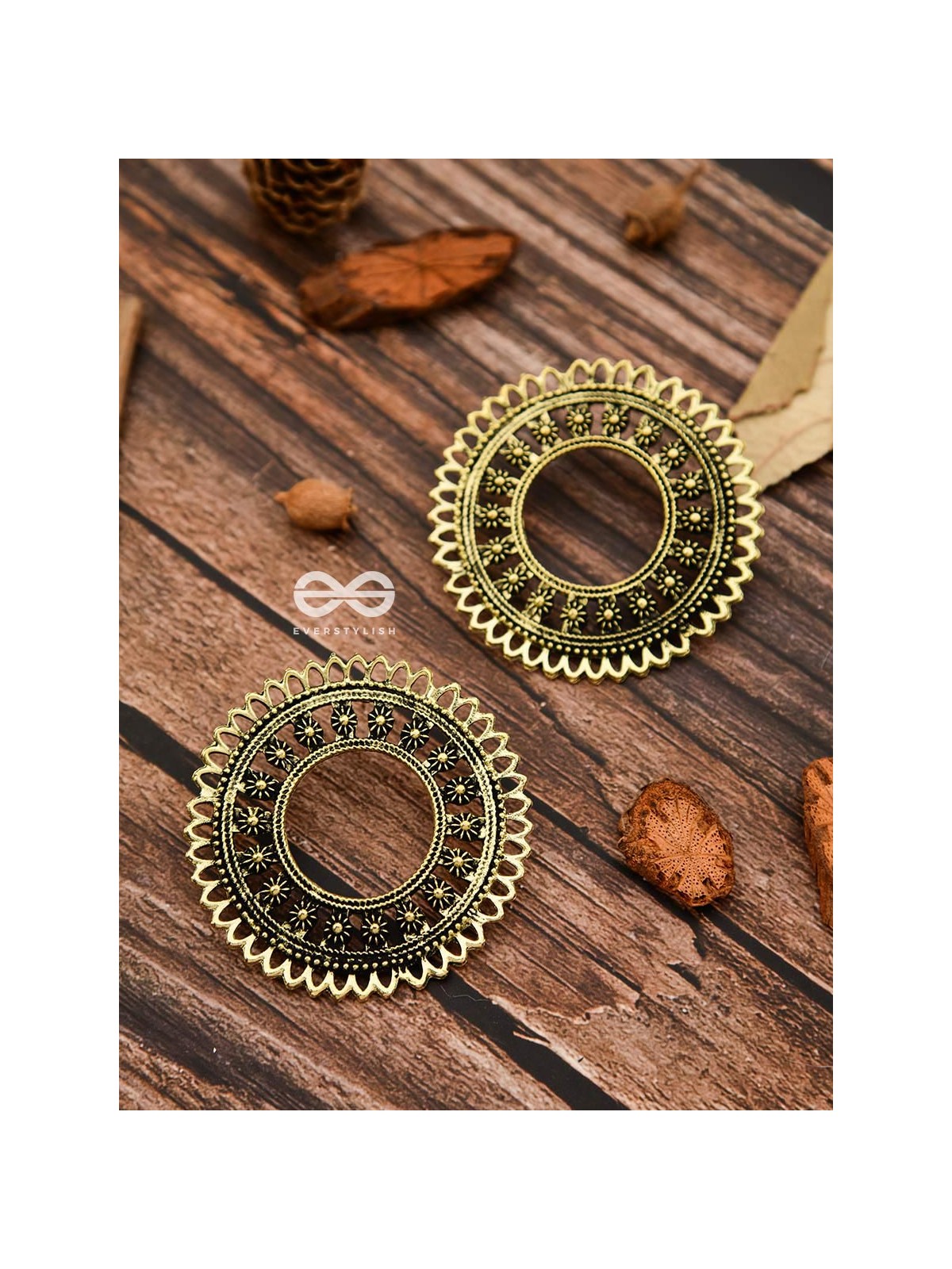 The Floral Sun - Golden - Oxidised Boho Earrings