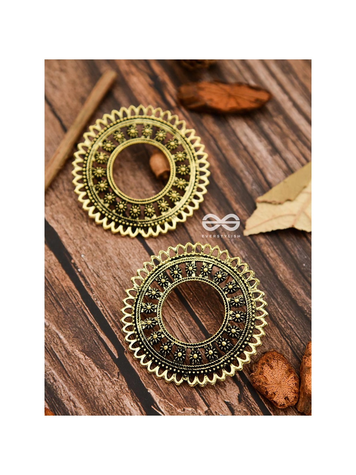 The Floral Sun - Golden - Oxidised Boho Earrings