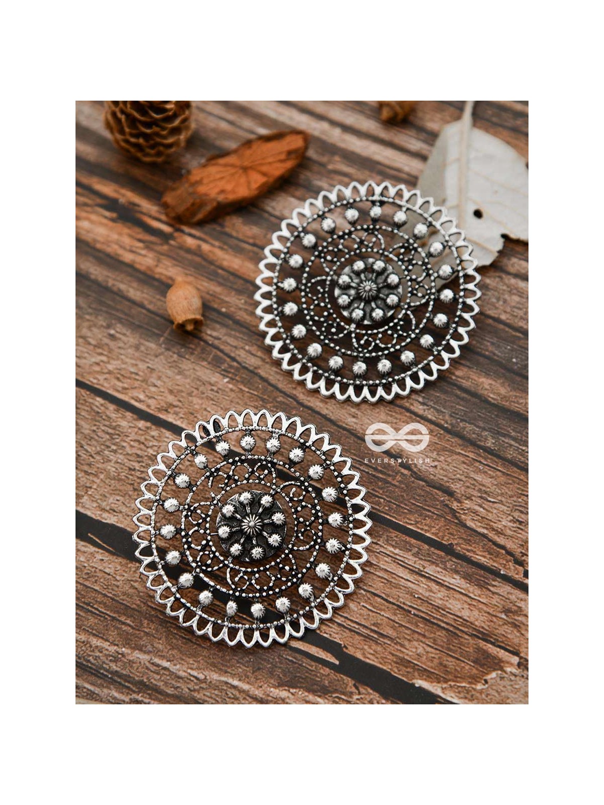 The Dotted Sun - Oxidised Boho Earrings