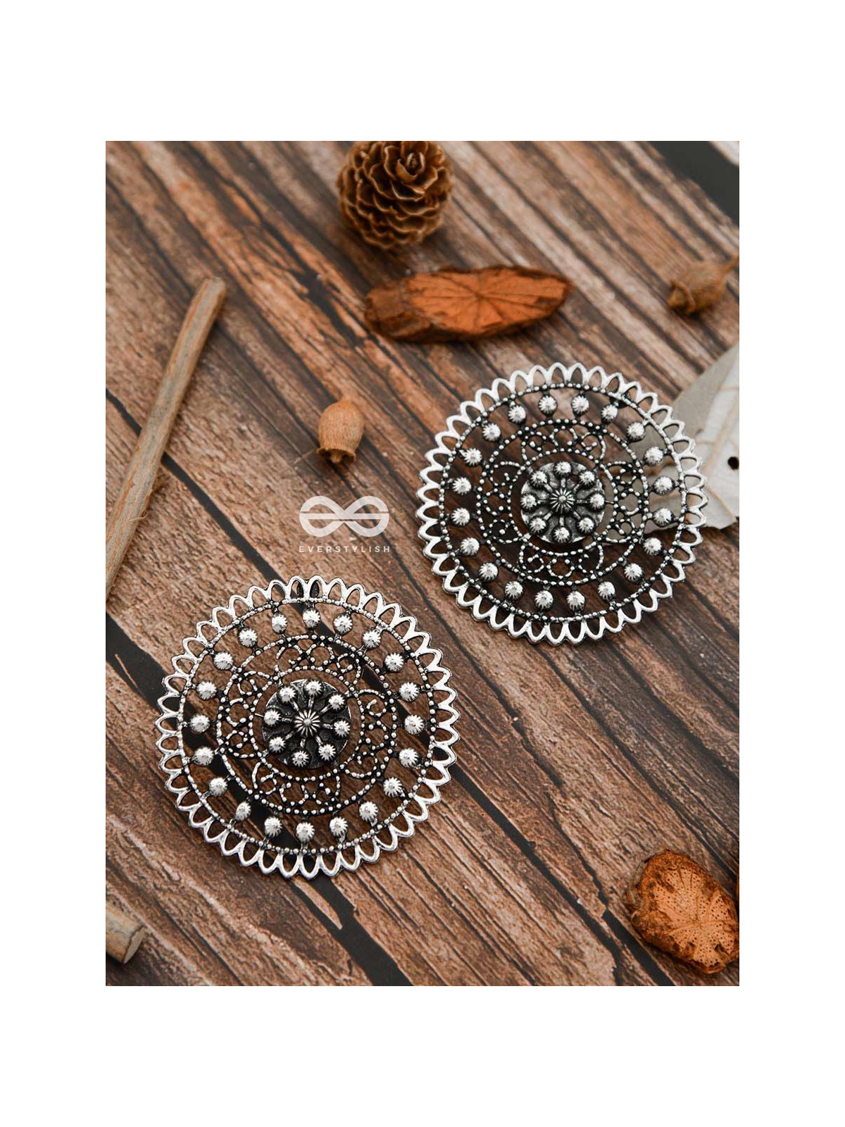 The Dotted Sun - Oxidised Boho Earrings