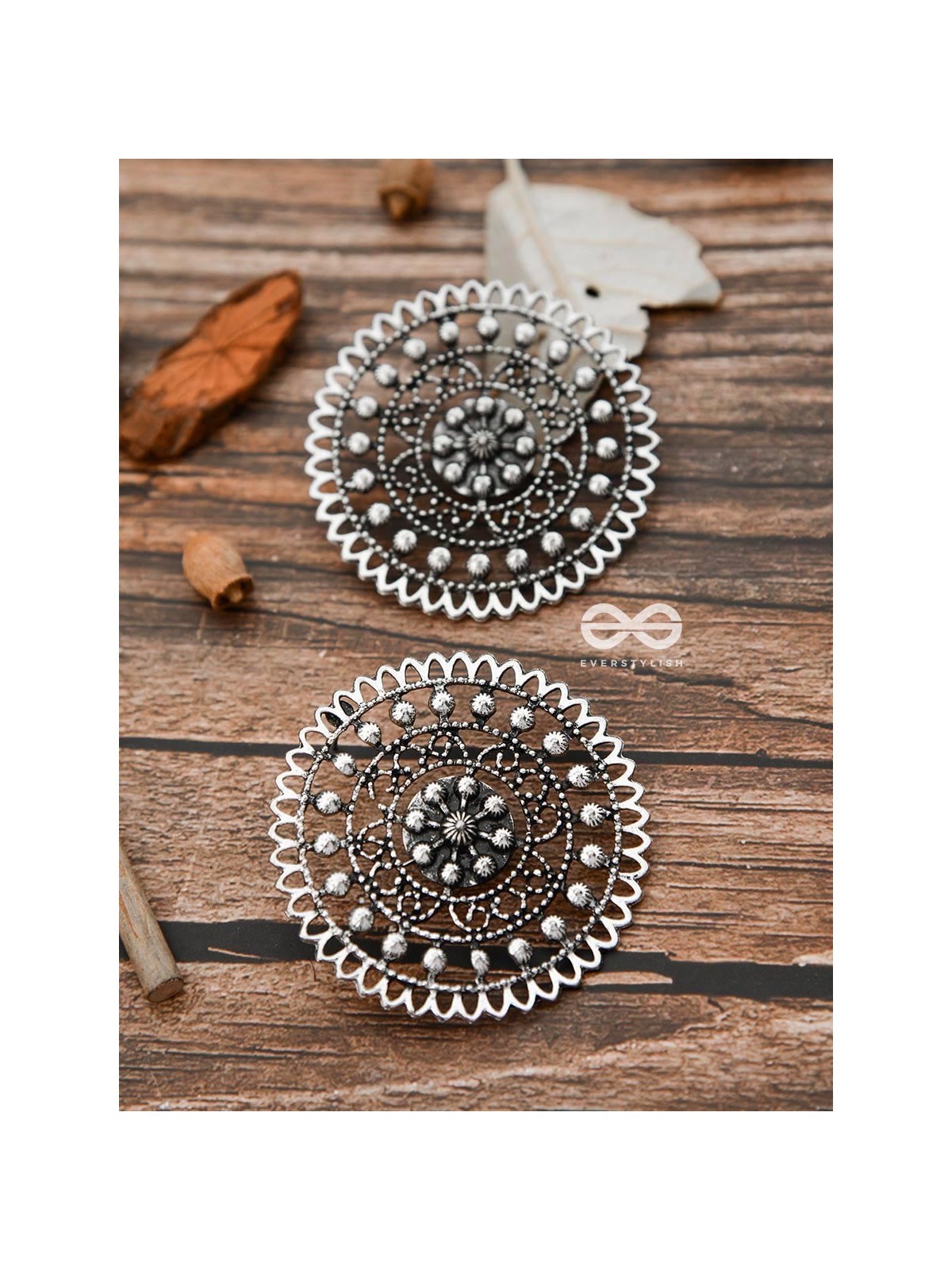 The Dotted Sun - Oxidised Boho Earrings