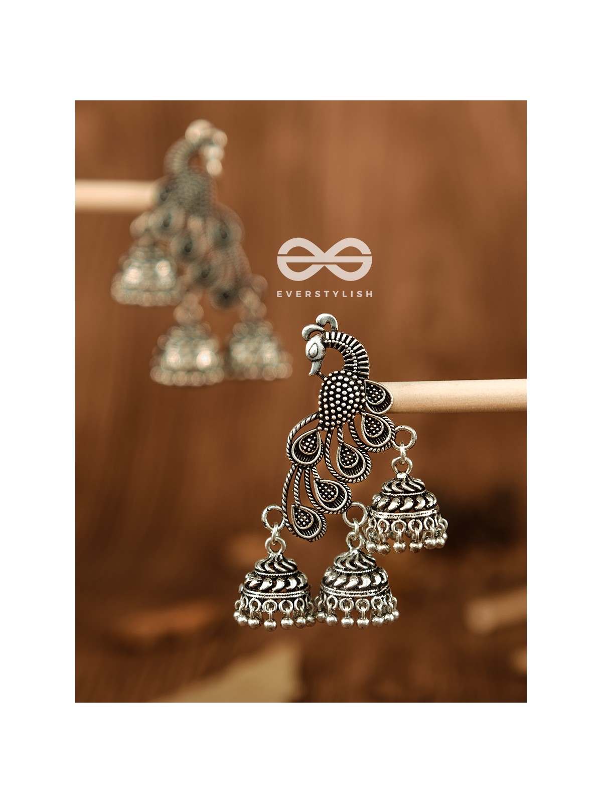 The Intricate Peacocks - Triple Boho Jhumki Earrings