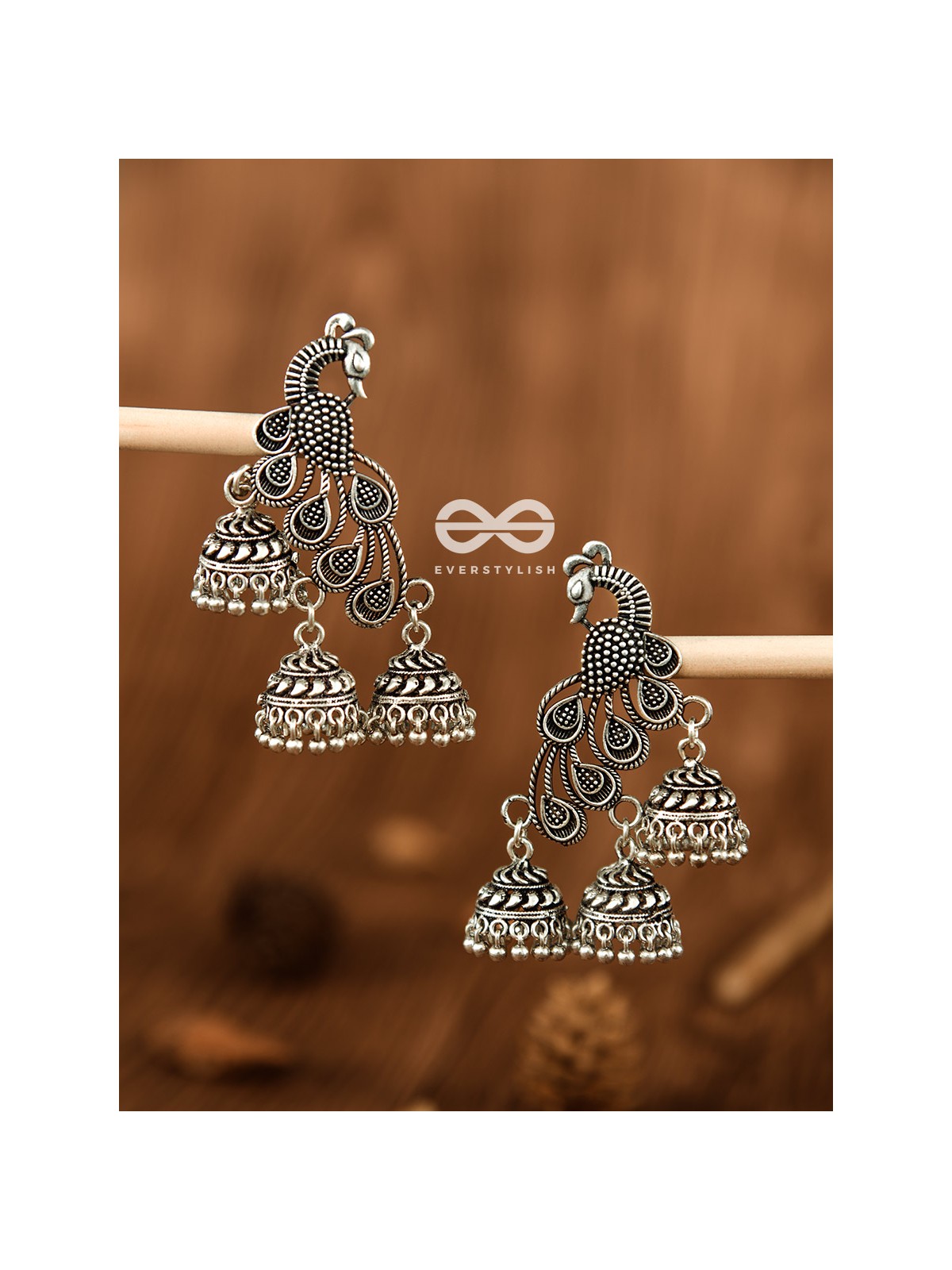 The Intricate Peacocks - Triple Boho Jhumki Earrings