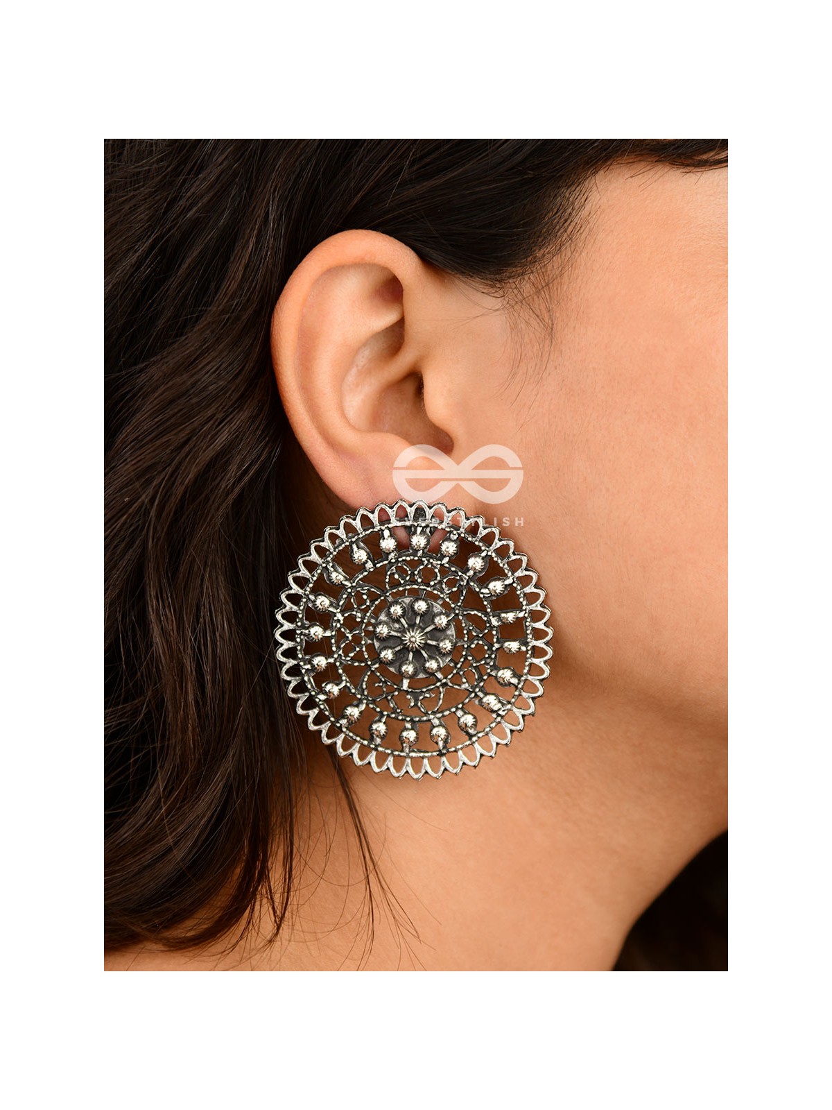 The Dotted Sun - Oxidised Boho Earrings