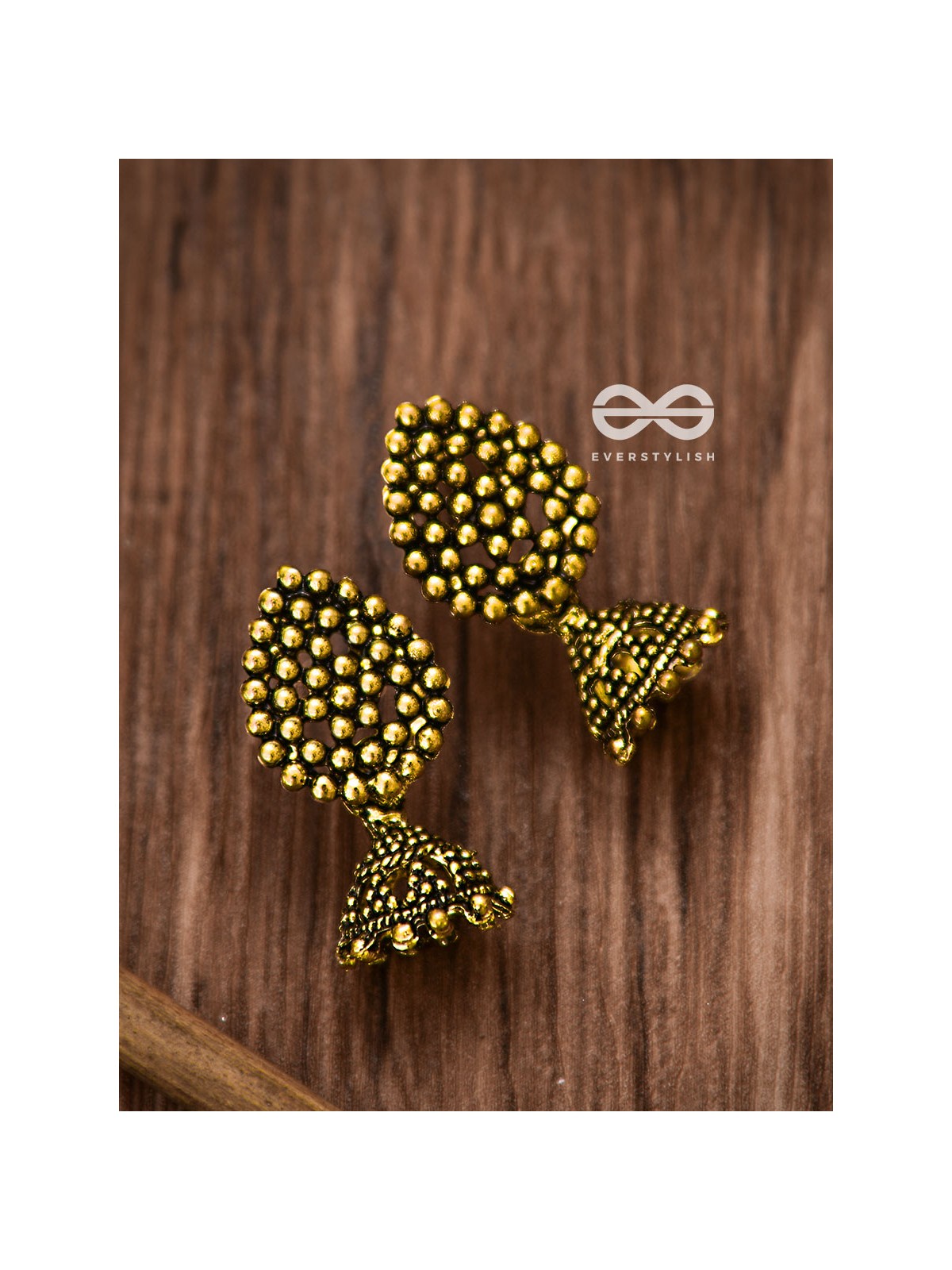 The Little Dotted Jhumki (Golden) - Tiny Trinket Earrings