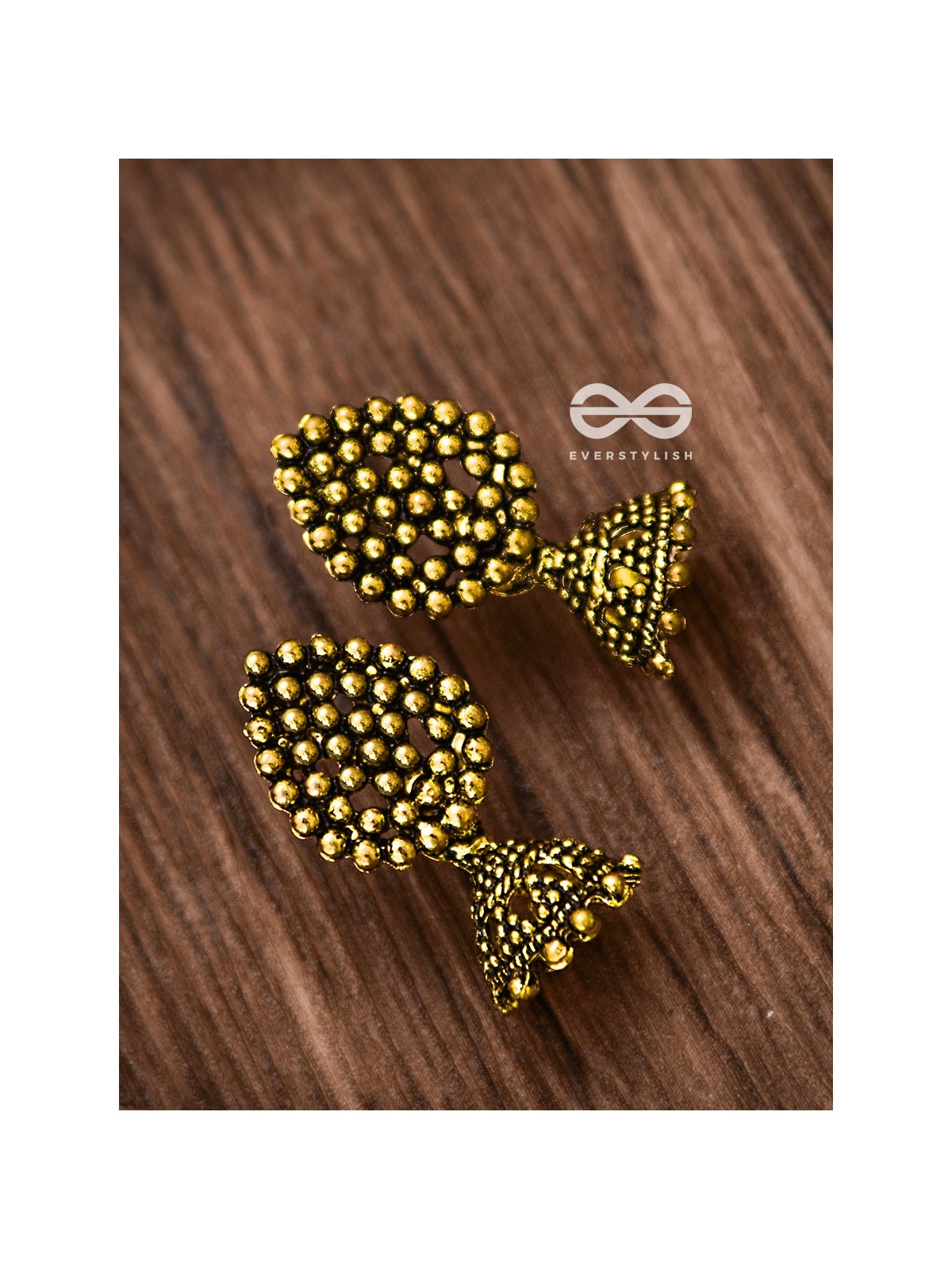 The Little Dotted Jhumki (Golden) - Tiny Trinket Earrings