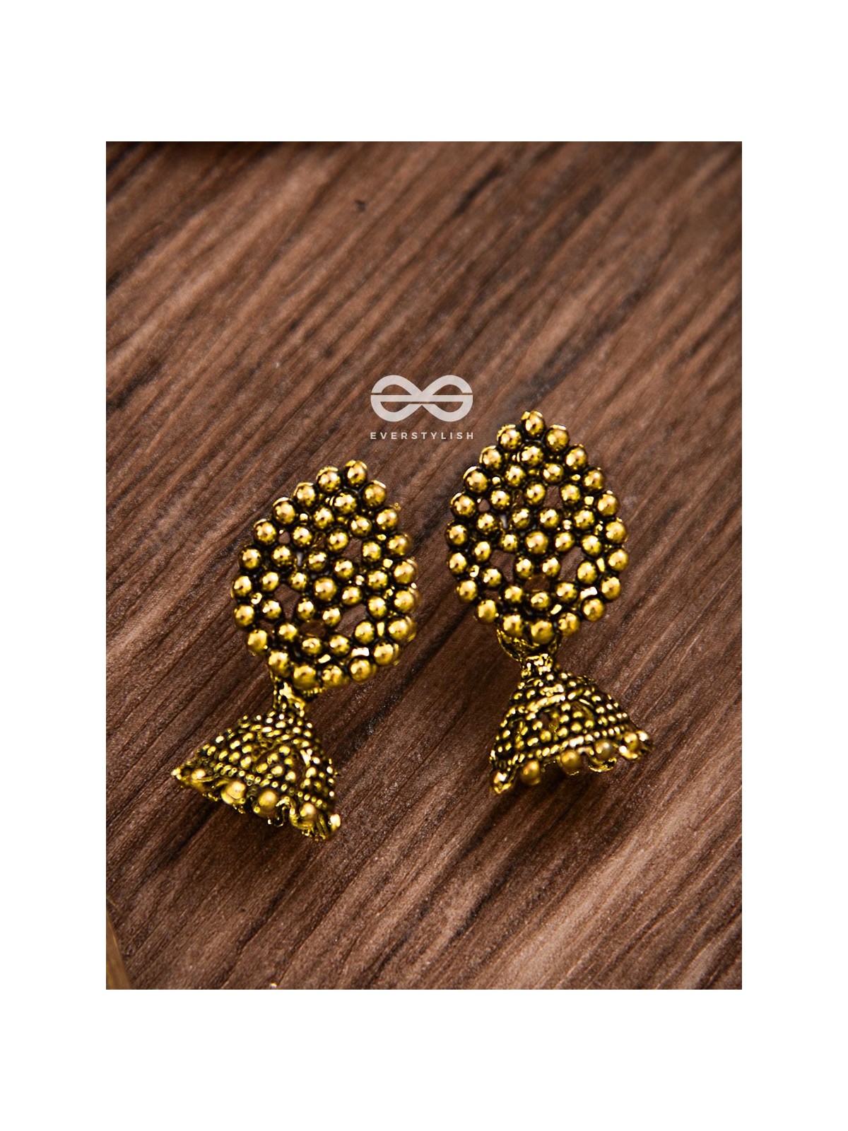 The Little Dotted Jhumki (Golden) - Tiny Trinket Earrings