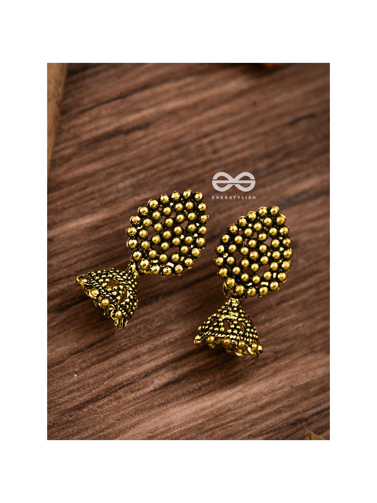 The Little Dotted Jhumki (Golden) - Tiny Trinket Earrings