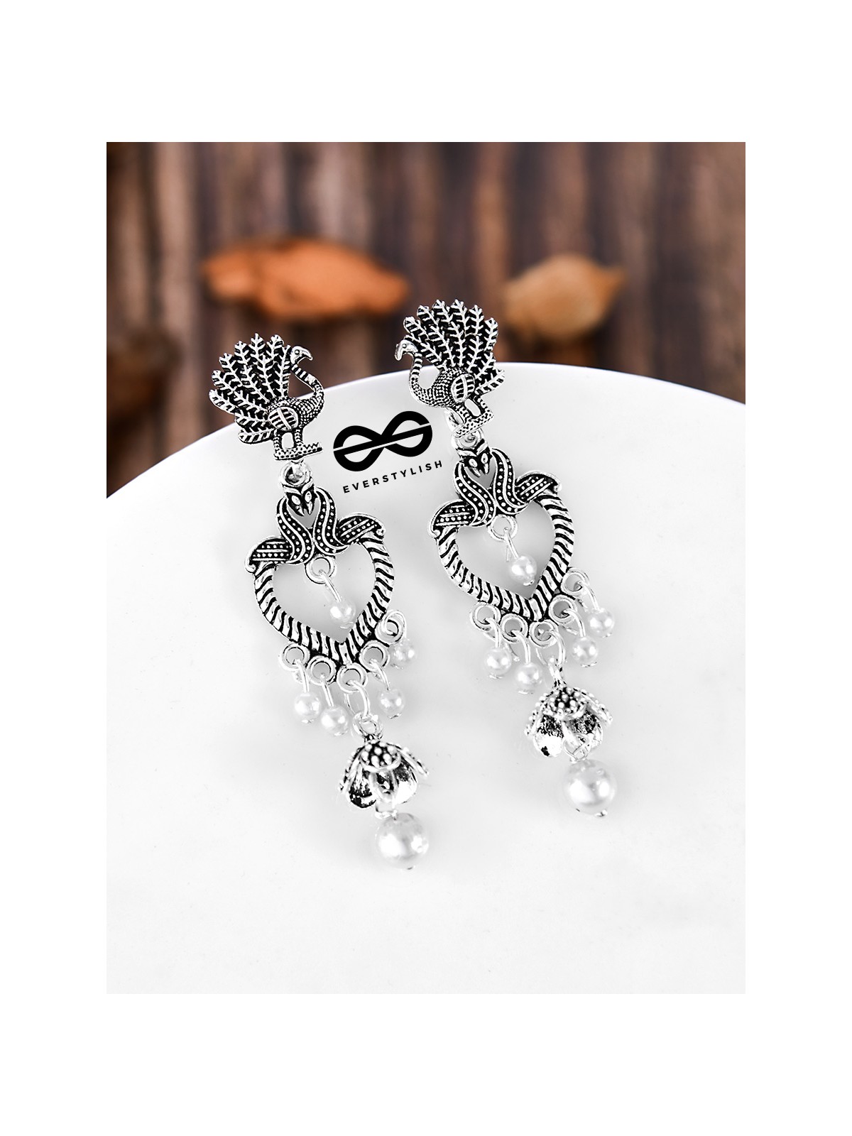 The Layered Bohemian Peacock Artwork - Oxidised Boho Earrings