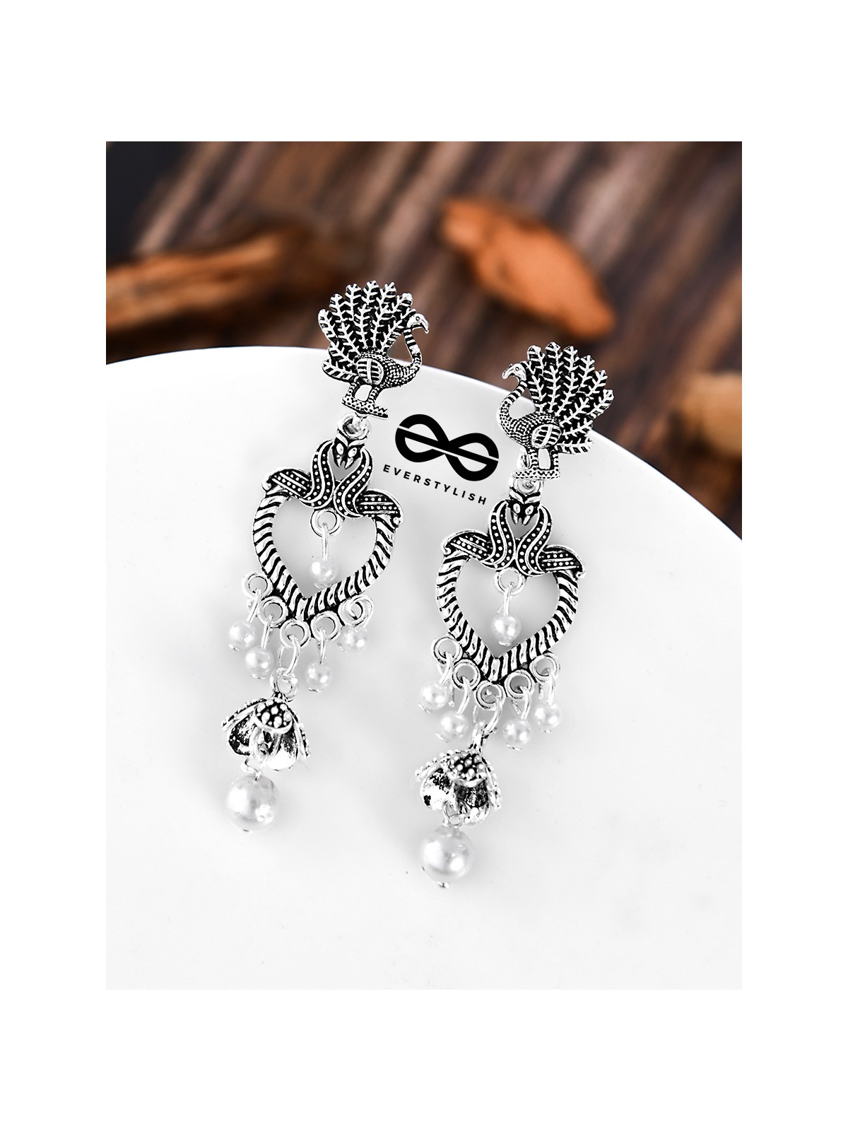 The Layered Bohemian Peacock Artwork - Oxidised Boho Earrings