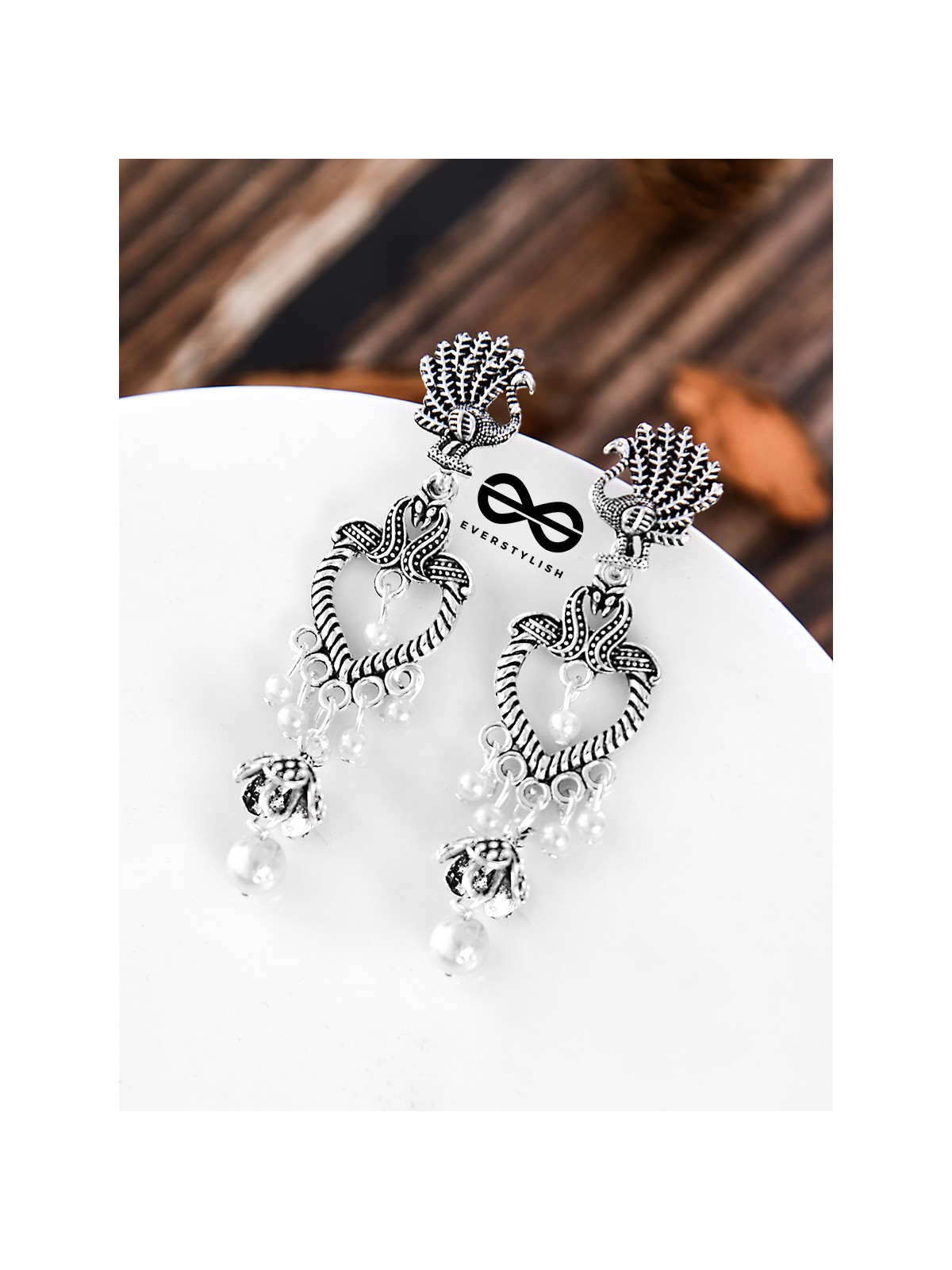 The Layered Bohemian Peacock Artwork - Oxidised Boho Earrings