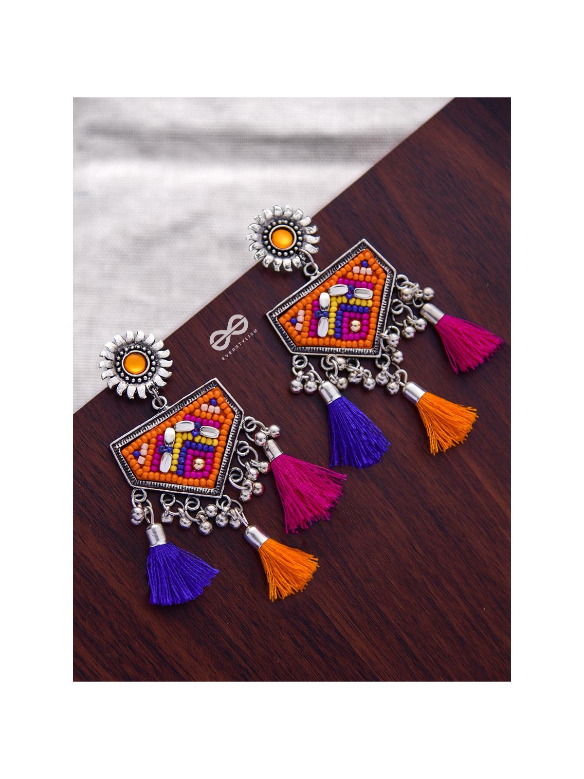 The Playful Desire (Pink-Blue-Orange) - The Embroidered Oxidised Collection