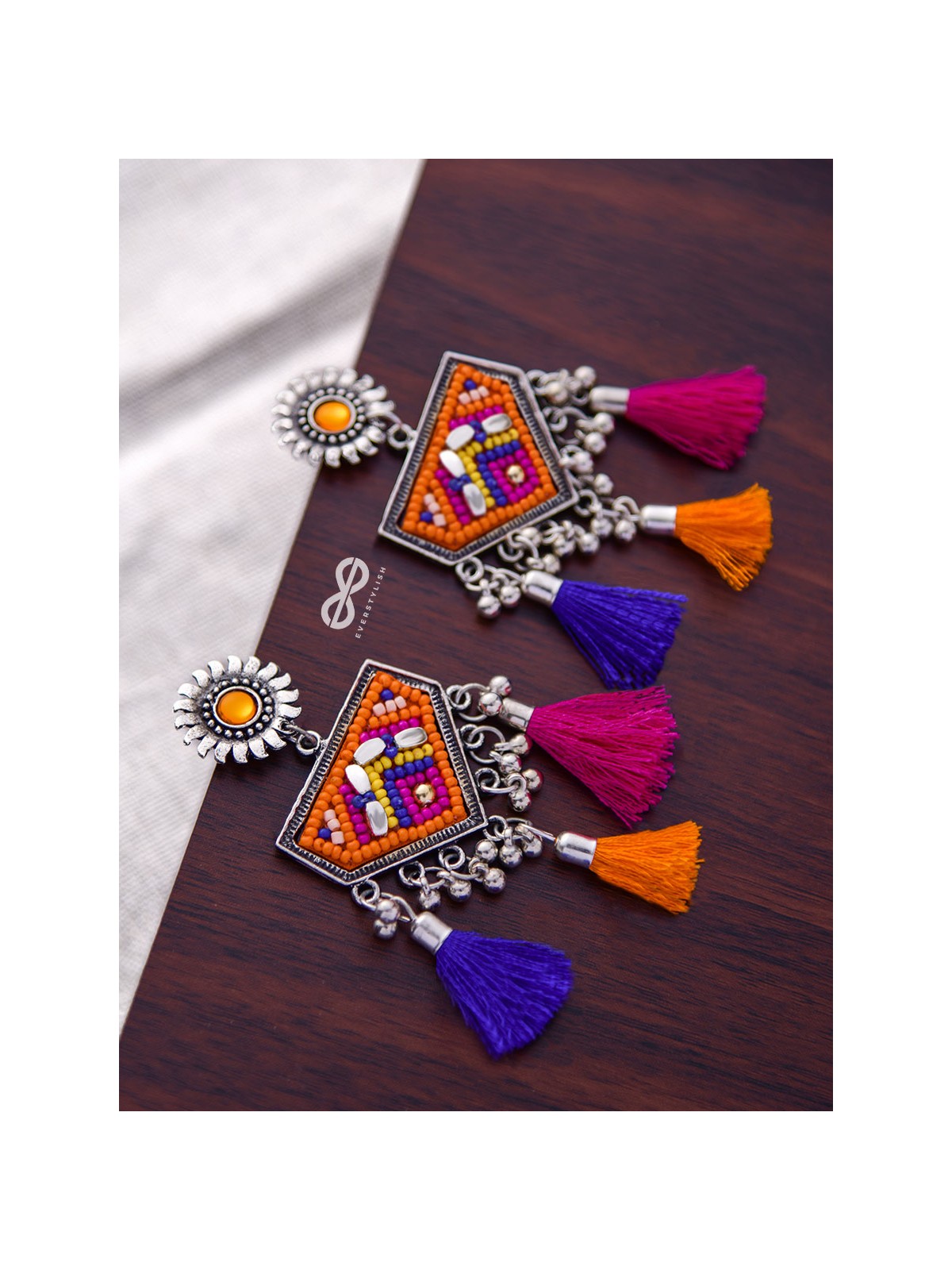 The Playful Desire (Pink-Blue-Orange) - The Embroidered Oxidised Collection
