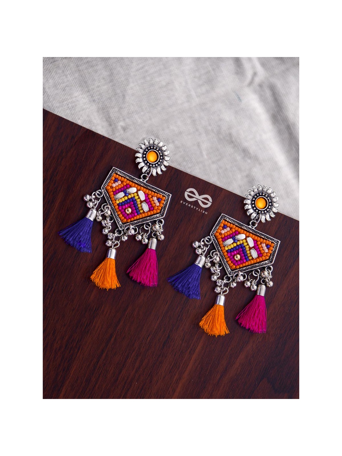 The Playful Desire (Pink-Blue-Orange) - The Embroidered Oxidised Collection