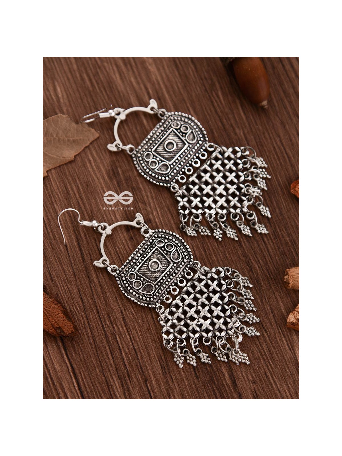 The Criss-Cross Boho Trunk - Oxidised Boho Earrings