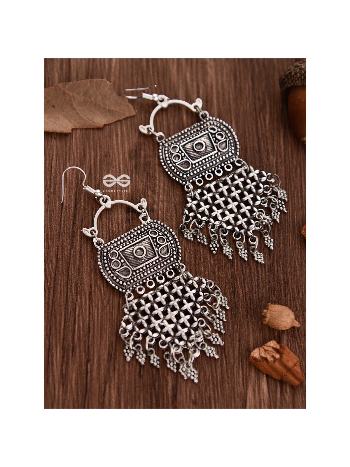 The Criss-Cross Boho Trunk - Oxidised Boho Earrings