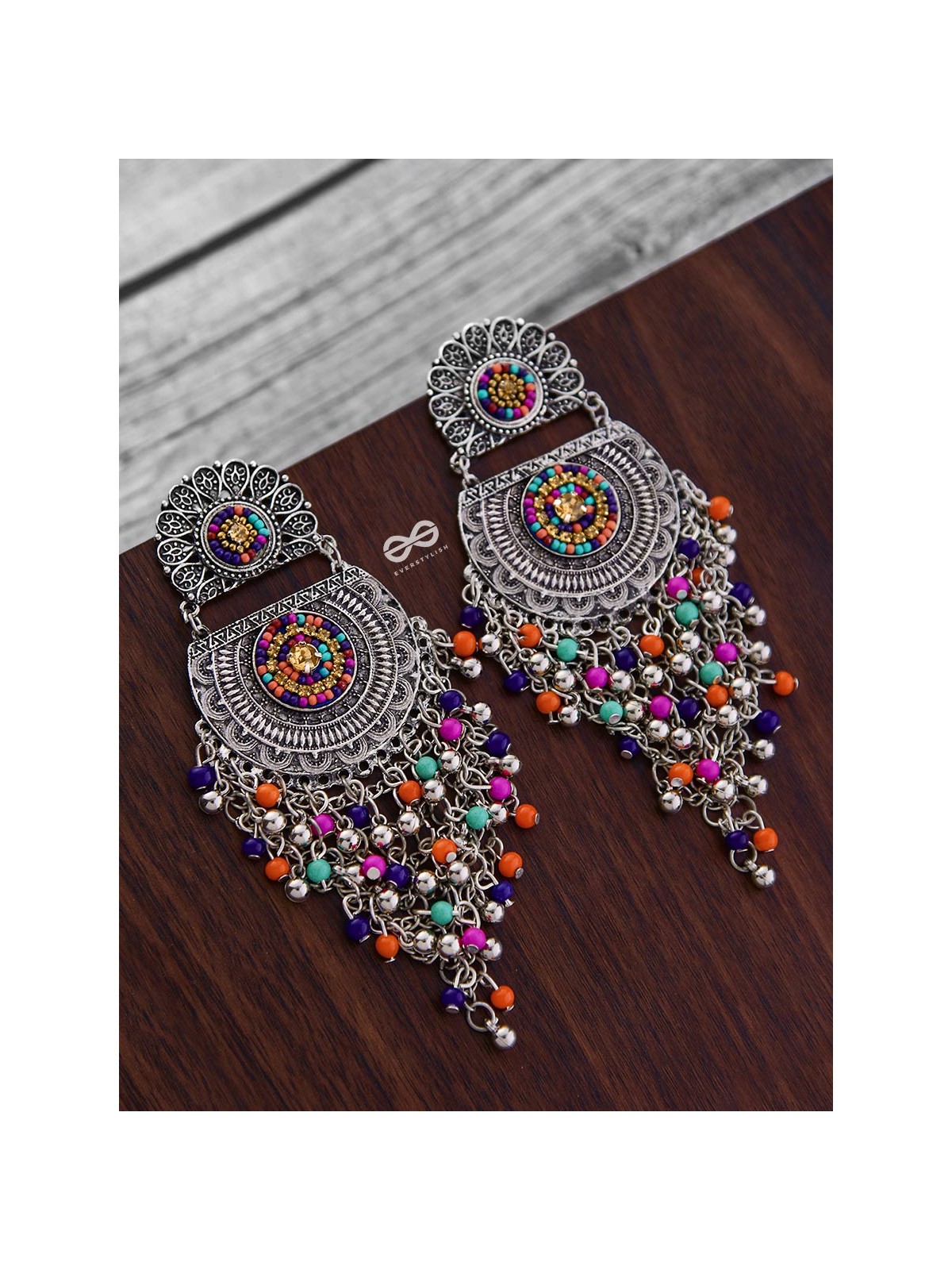 The Multi-Layered Beaded Jhaalar (Multicoloured) - Embroidered Oxidised Collection