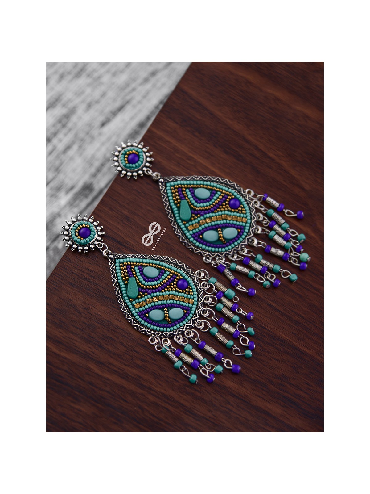 The Mesmerising Intricacy (Blue Hues) - Embroidered Oxidised Collection