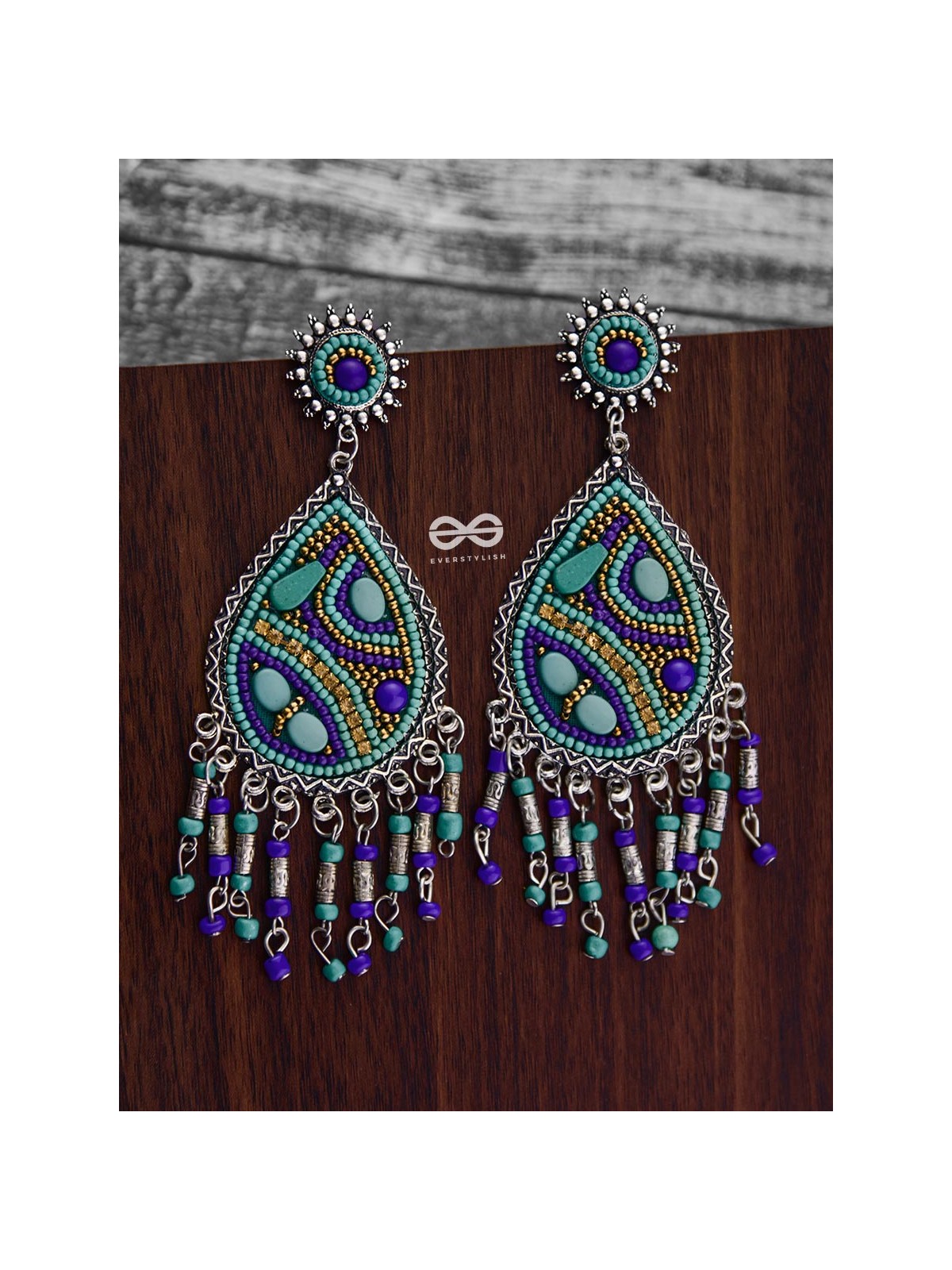 The Mesmerising Intricacy (Blue Hues) - Embroidered Oxidised Collection