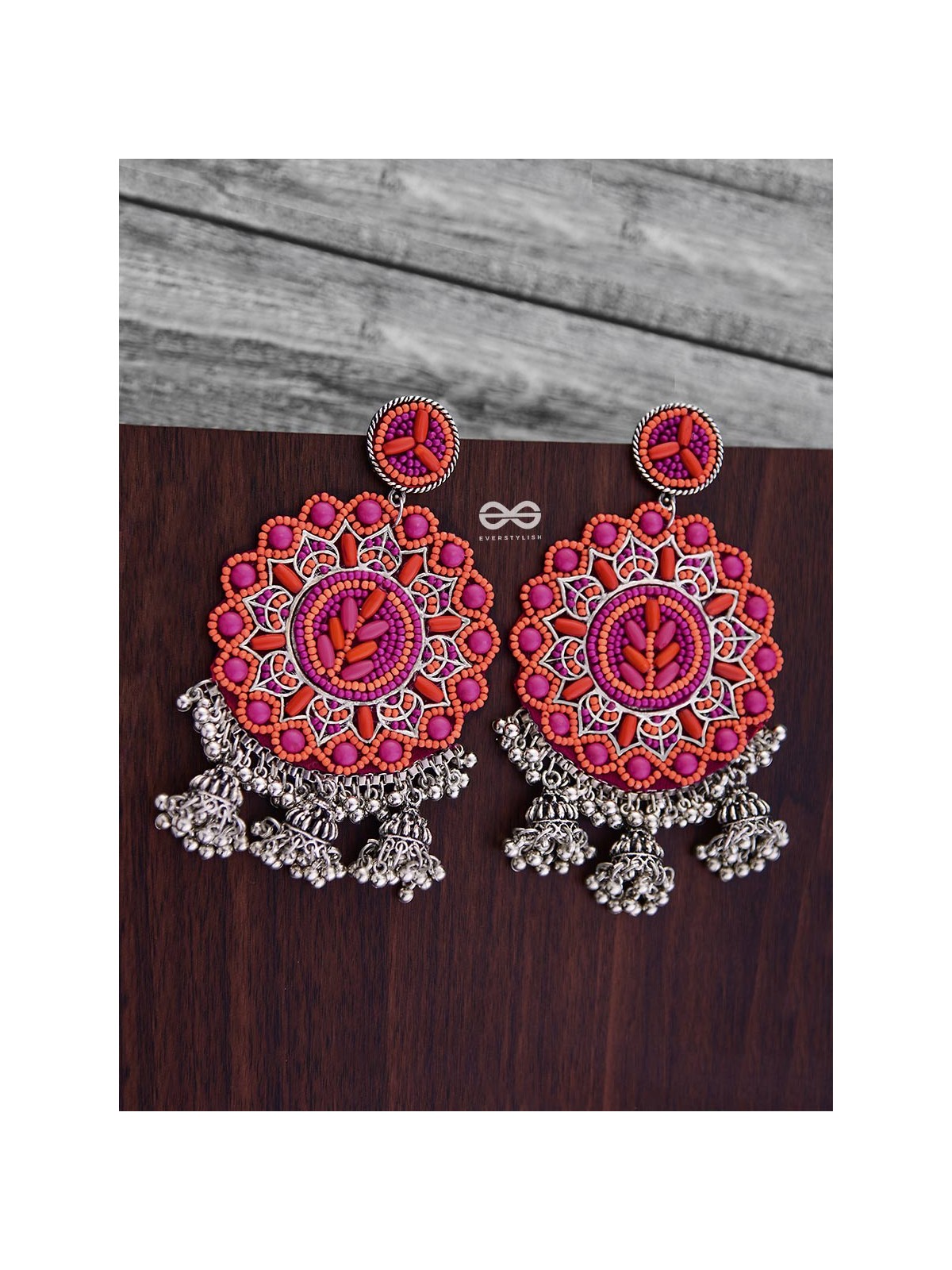 The Stunning Jaw-Droppers (Orange-Pink) - Embroidered Oxidised Collection