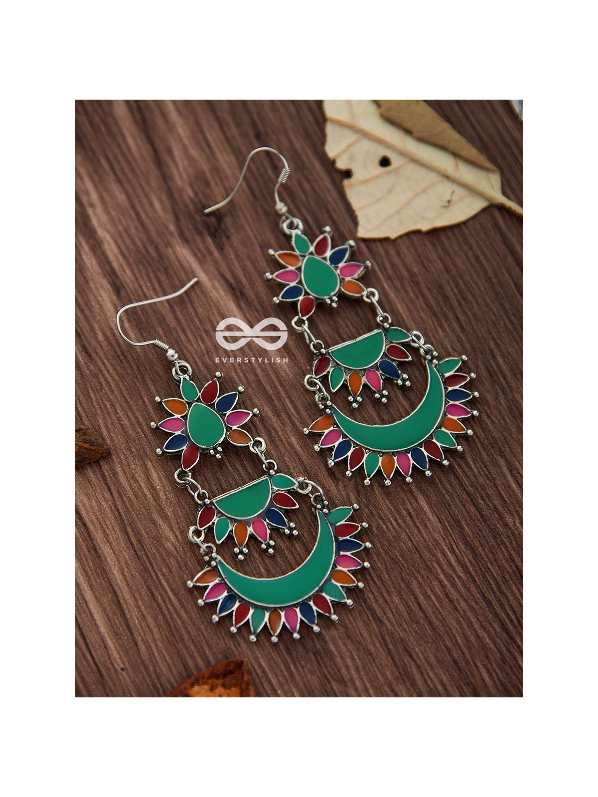 The Bohemian Layered Danglers - Meenakari Boho Earrings