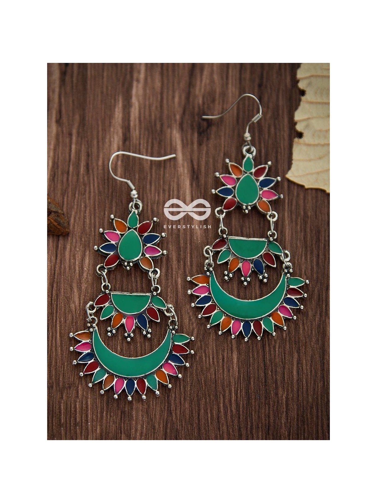 The Bohemian Layered Danglers - Meenakari Boho Earrings