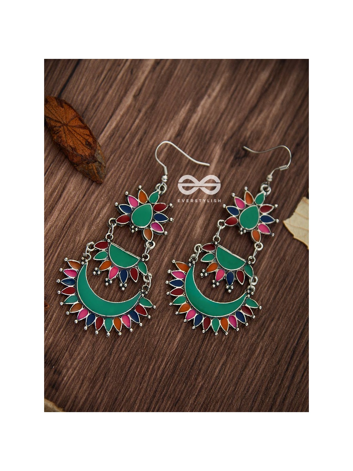 The Bohemian Layered Danglers - Meenakari Boho Earrings