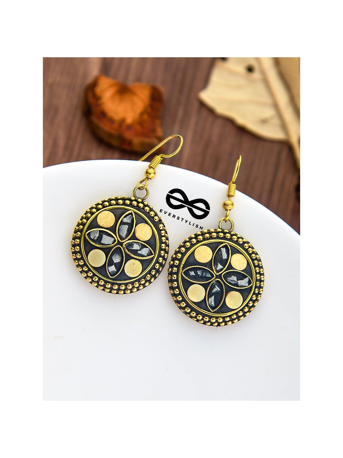 The Tribal Intricate Danglers (Golden) - Oxidised Boho Earrings
