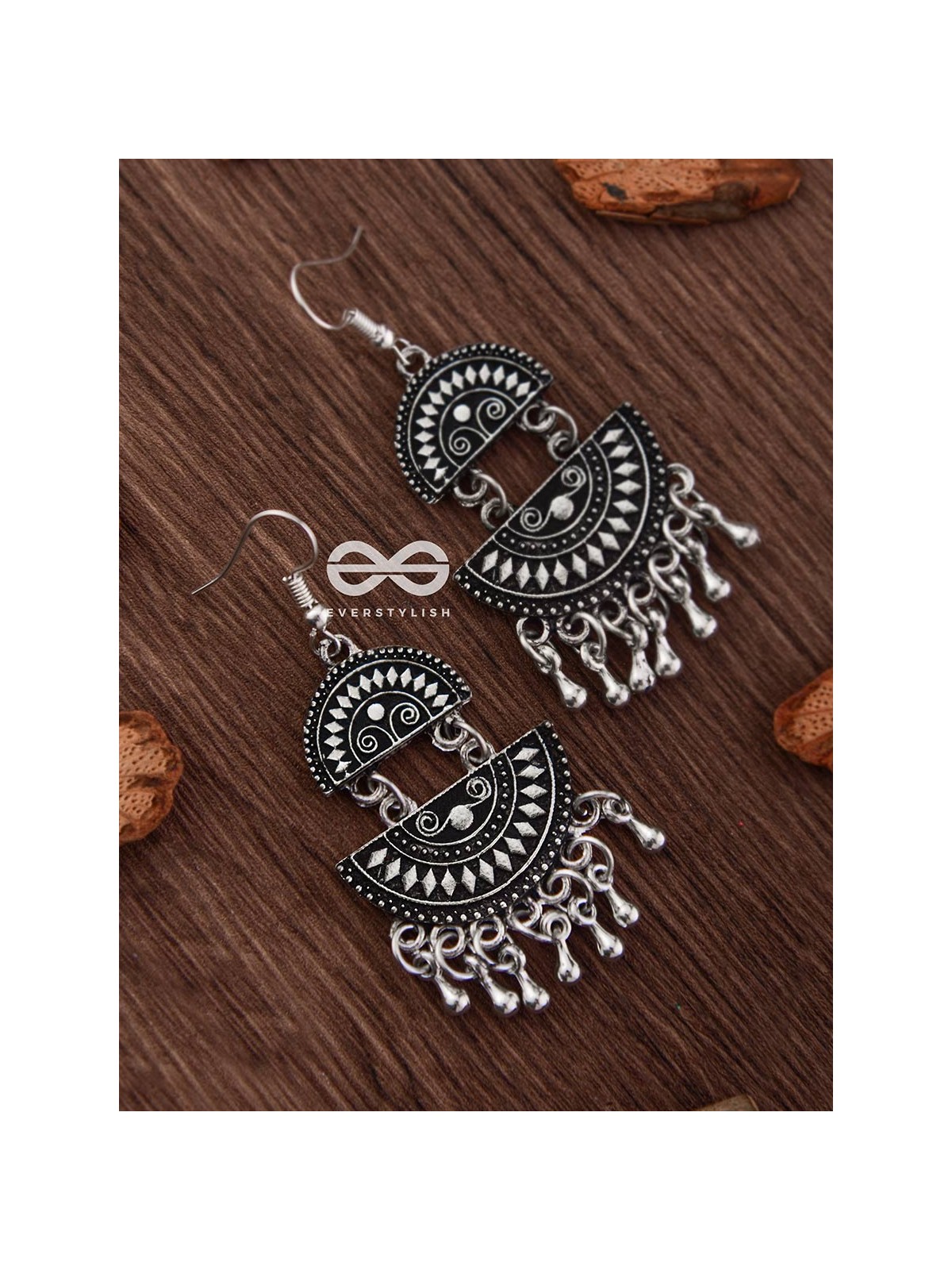 The Little Aztec Tribal Danglers - Oxidised Boho Earrings