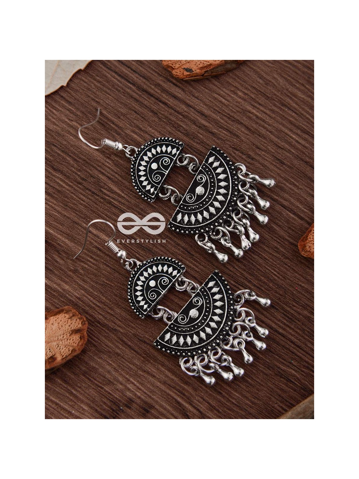 The Little Aztec Tribal Danglers - Oxidised Boho Earrings