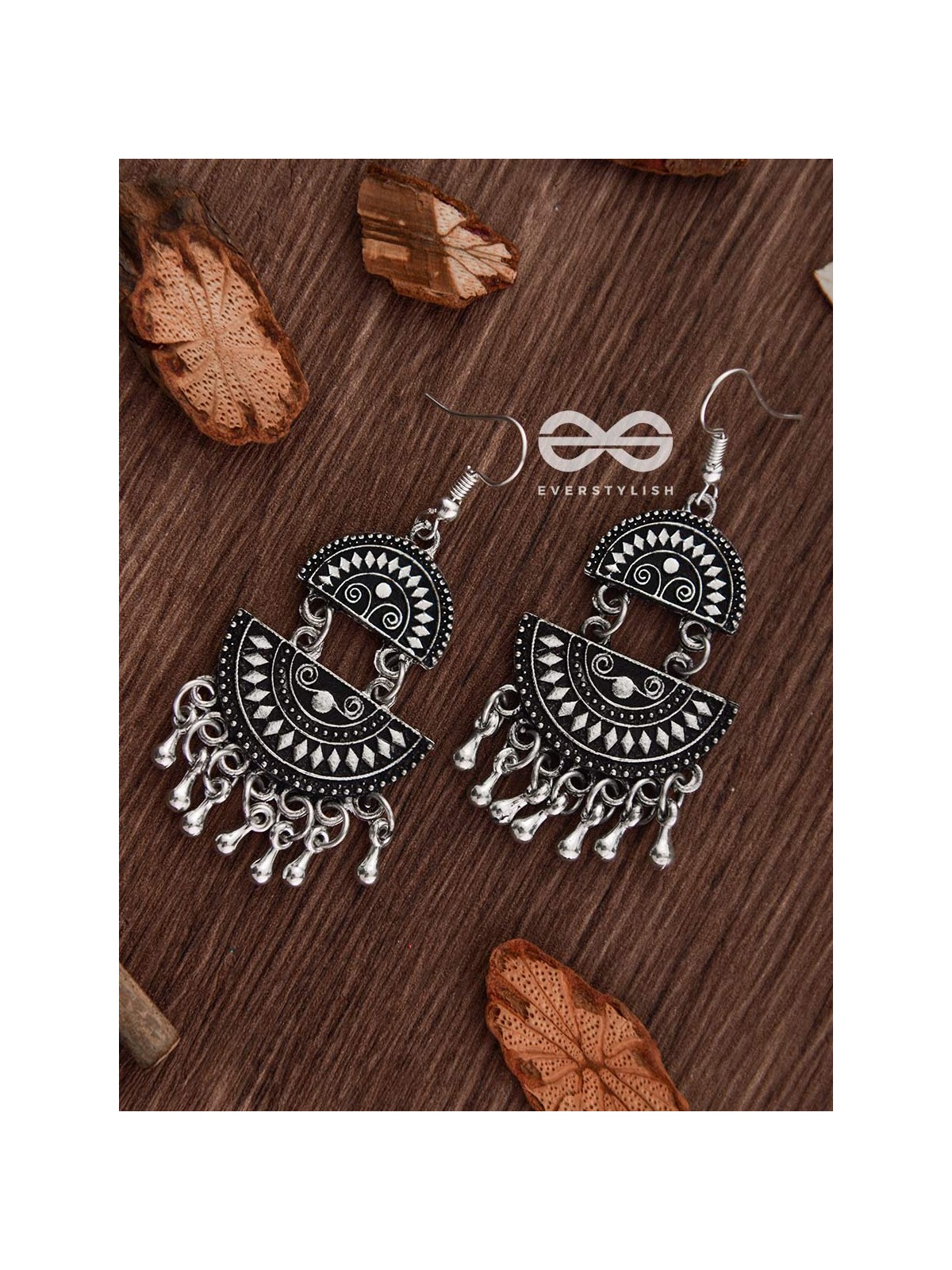 The Little Aztec Tribal Danglers - Oxidised Boho Earrings