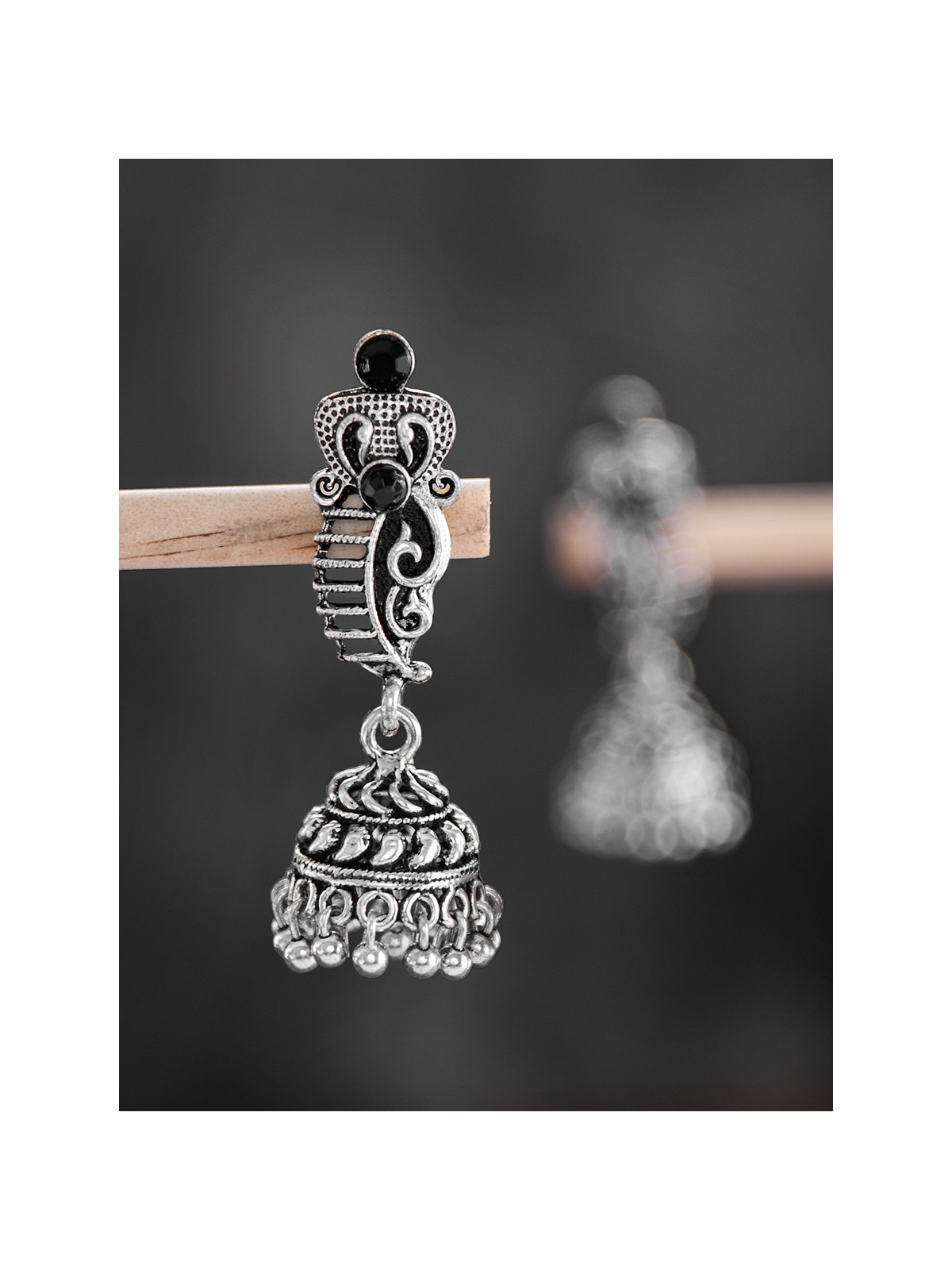 The Cute Little Artwork Jhumkis (Onyx Black) - Tiny Trinket Earrings