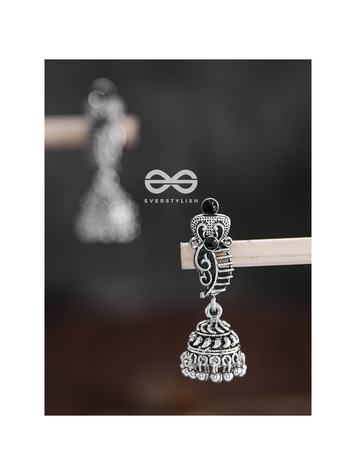 The Cute Little Artwork Jhumkis (Onyx Black) - Tiny Trinket Earrings